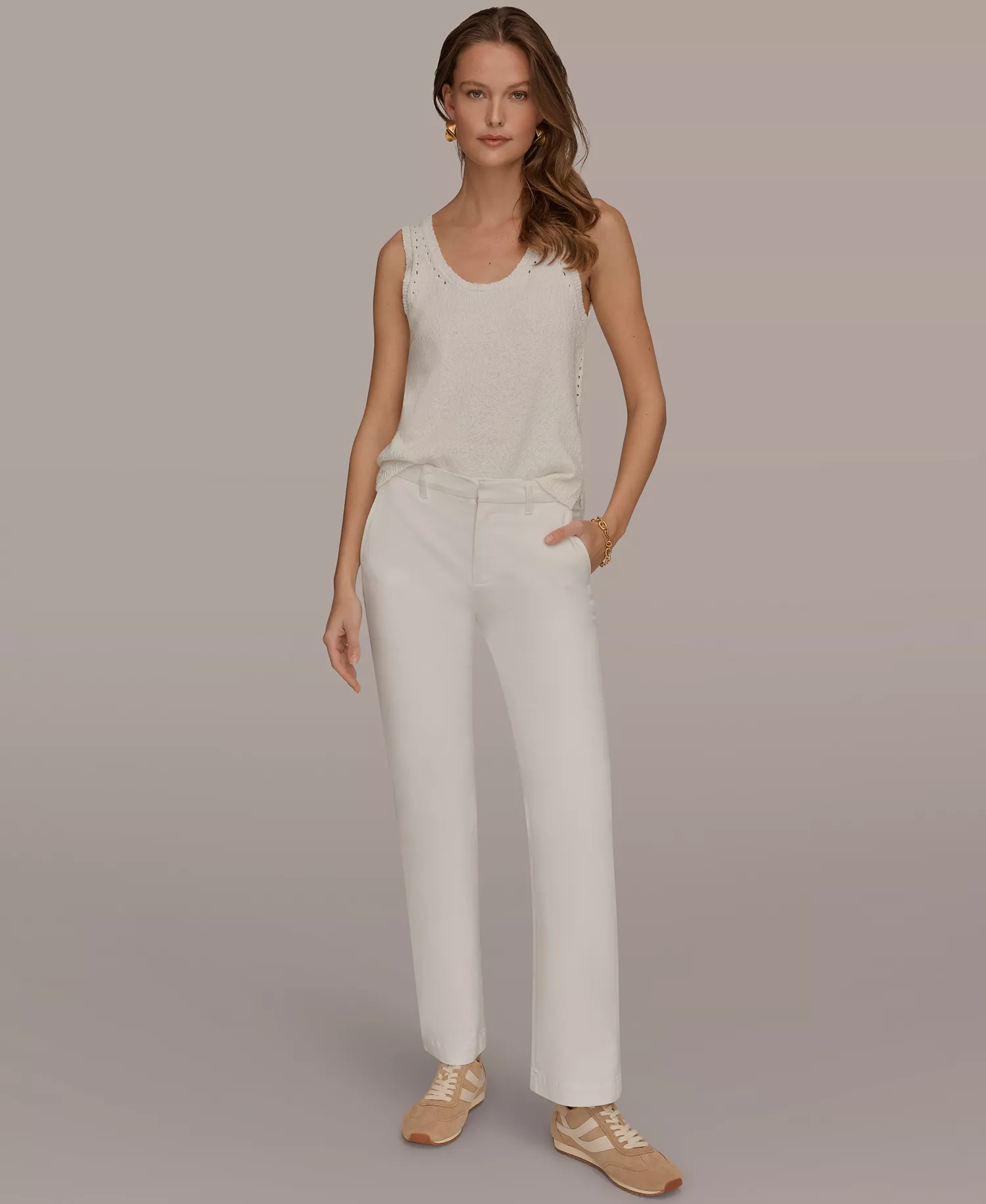 Women's Mid-Rise Denim Modern Trousers - Alabaster - 26