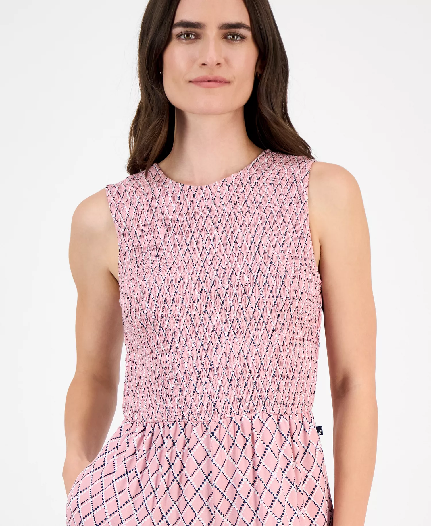 Nautica Women's Argyle Dot Ankle Jumpsuit - Bridal Rose Multi - L