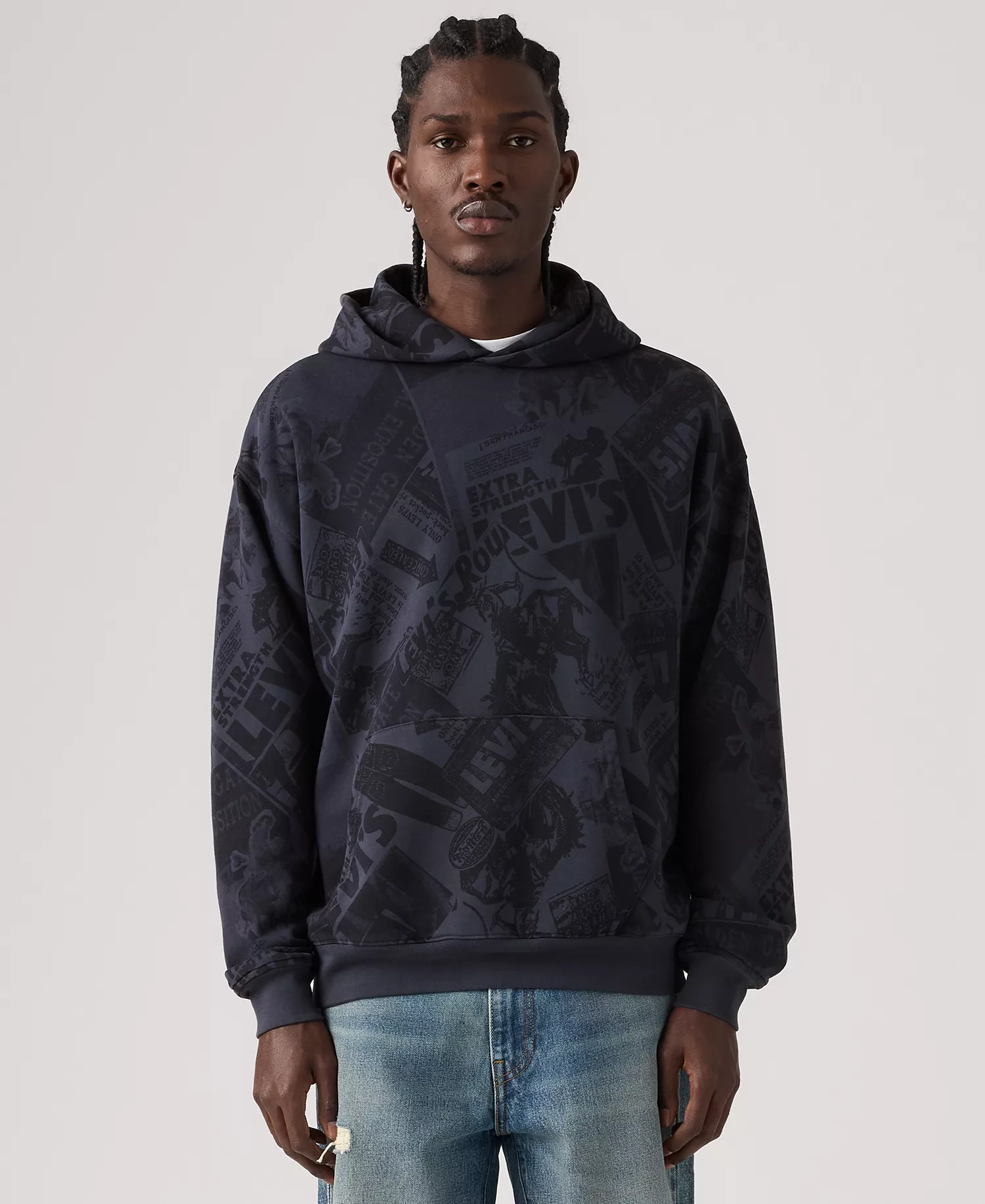 Premium Men's Long-Sleeve Hooded Sweatshirt - Navy - 2XL