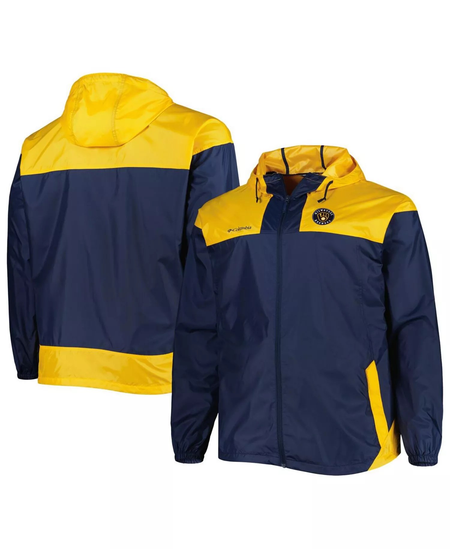 Men's Navy Milwaukee Brewers Flash Forward Challenger Big and Tall Omni-Shade Full-Zip Windbreaker - Navy - 3XB