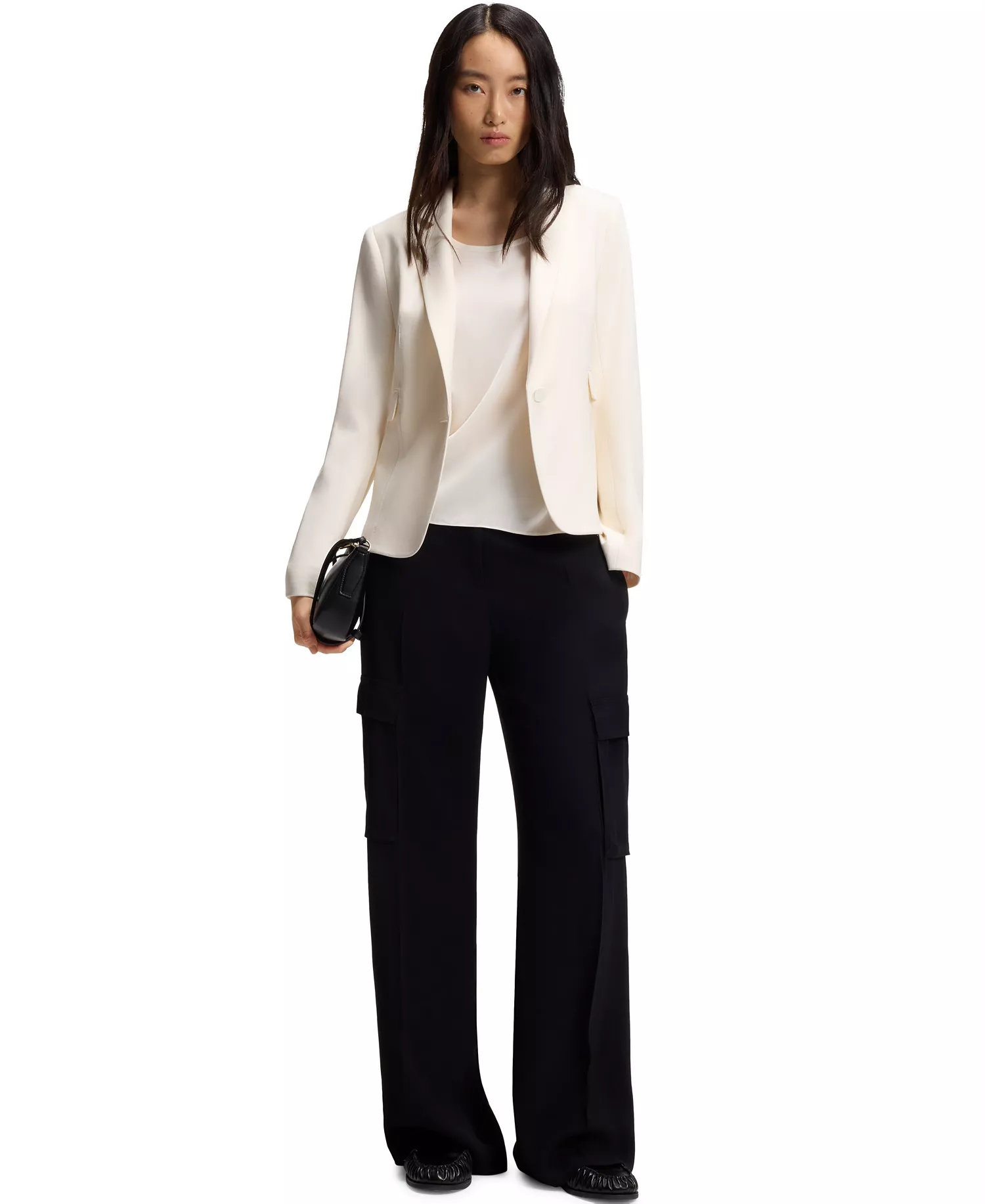 BOSS by Women's Angled Darts Slim-Fit Blazer - Open White - 8