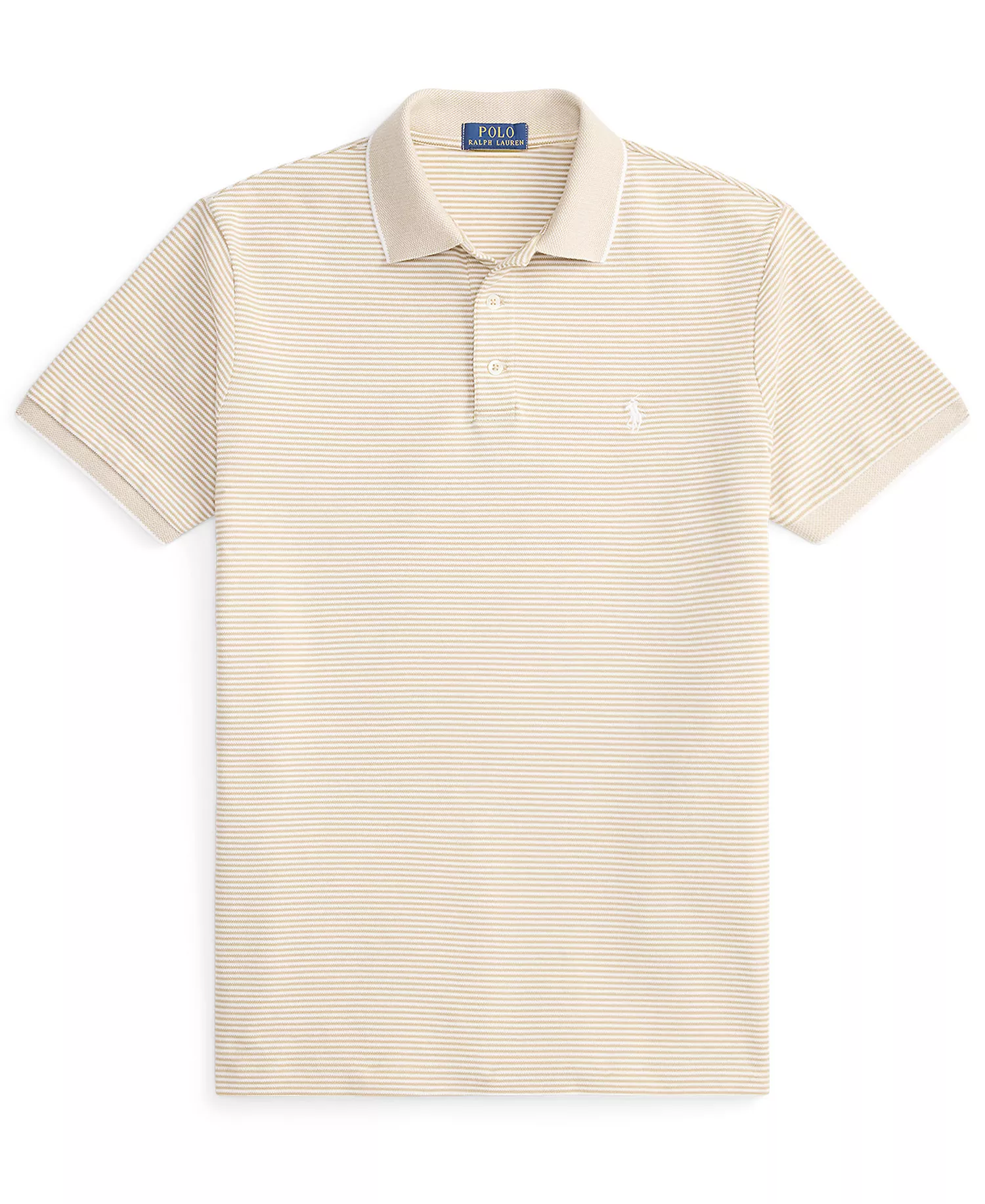 Men's Striped Stretch Mesh Polo Shirt - Classic Khaki - 2XL