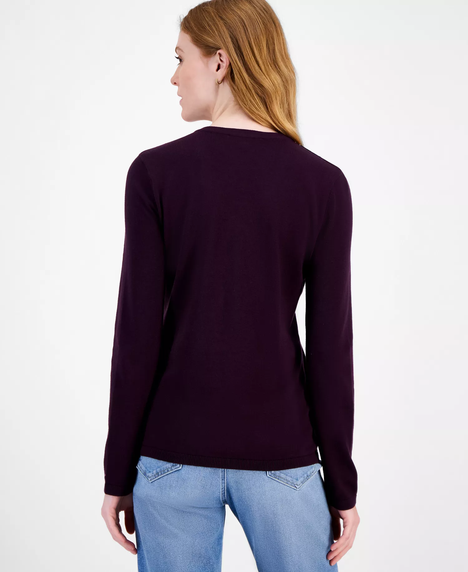 Women's Cotton Arglye Ivy Sweater - Aubergine/ Sky Captain Multi - M