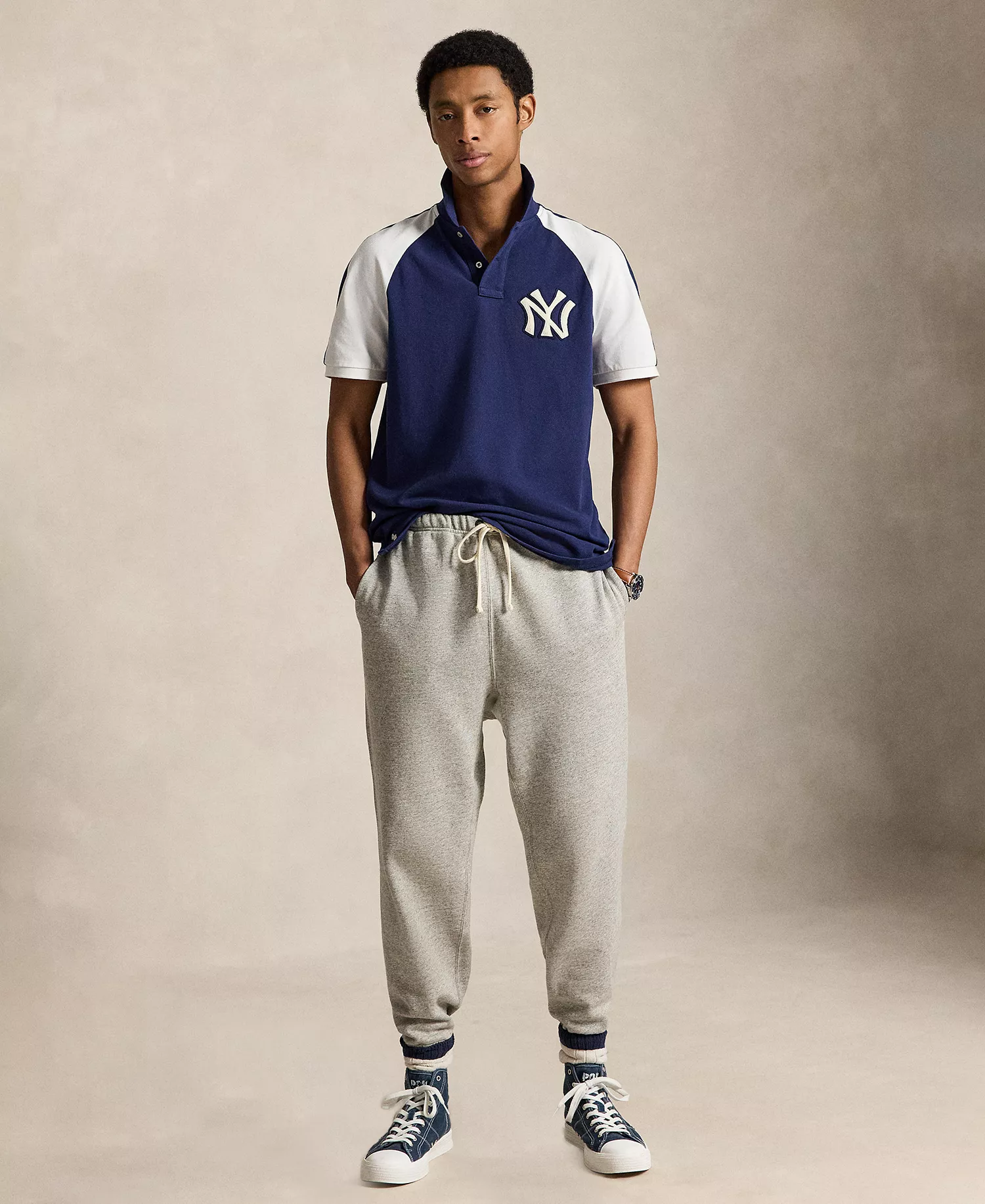 Men's Raglan Short-Sleeve Polo Shirt - Dark Cobalt/Deckwash White - 2XL