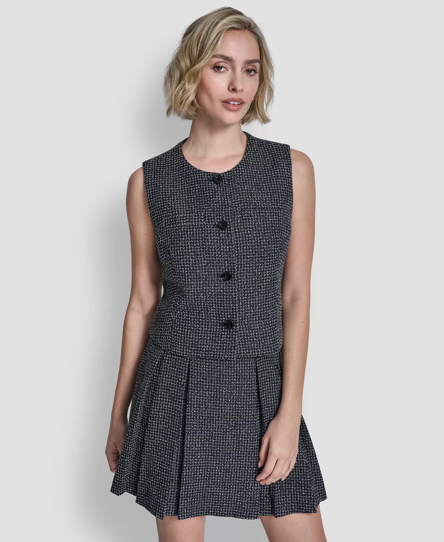 Women's Button-Front Vest Top - Navy Combo - 0