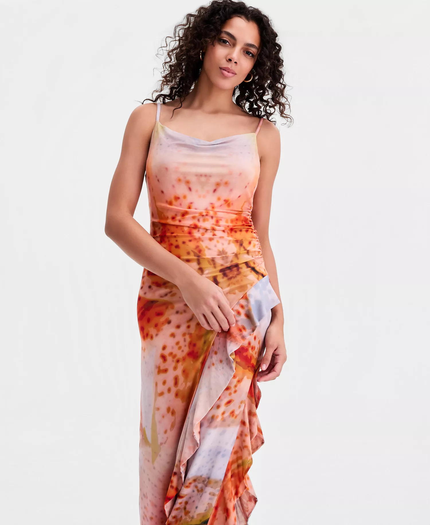 Women's Ruffled Sleeveless Dress, Macy's Exclusive - Floral Blur - L