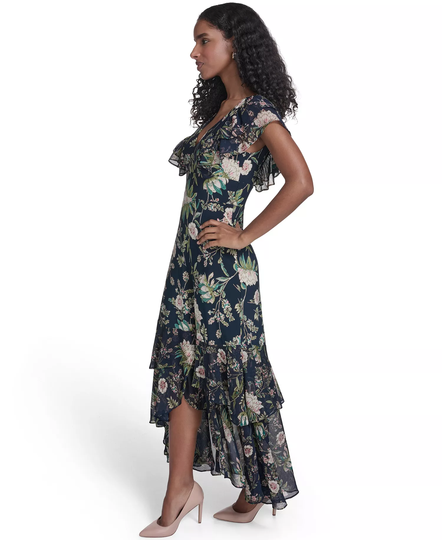 Petite V-Neck Midi Dress - Sky Captain Multi - 0P