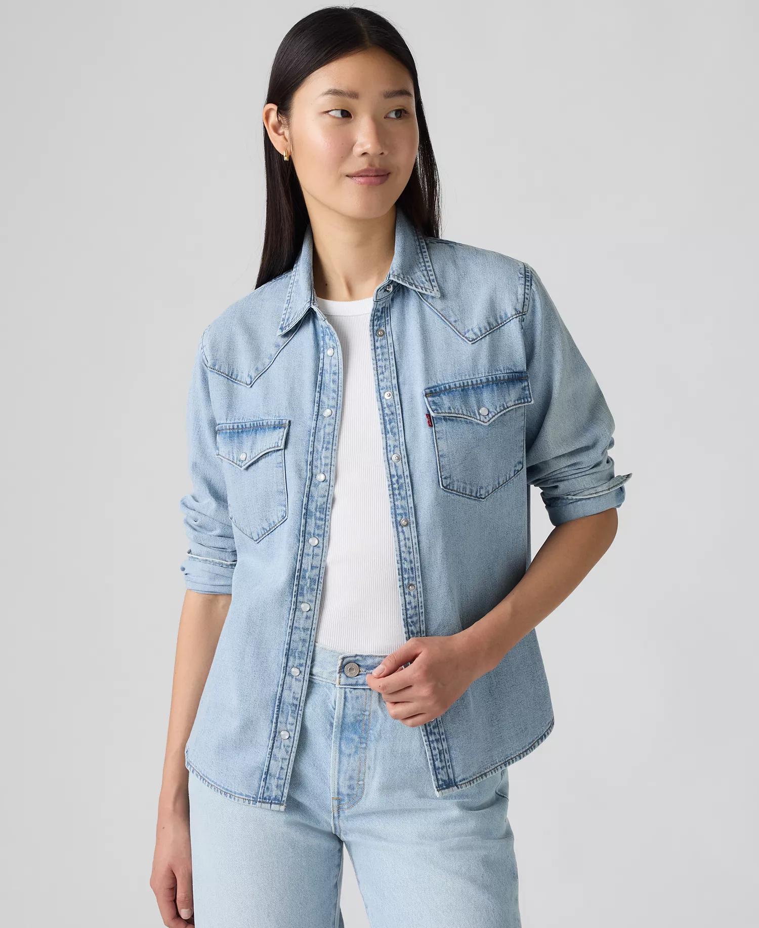 Women's The Ultimate Western Cotton Denim Shirt - Big Discussion - L