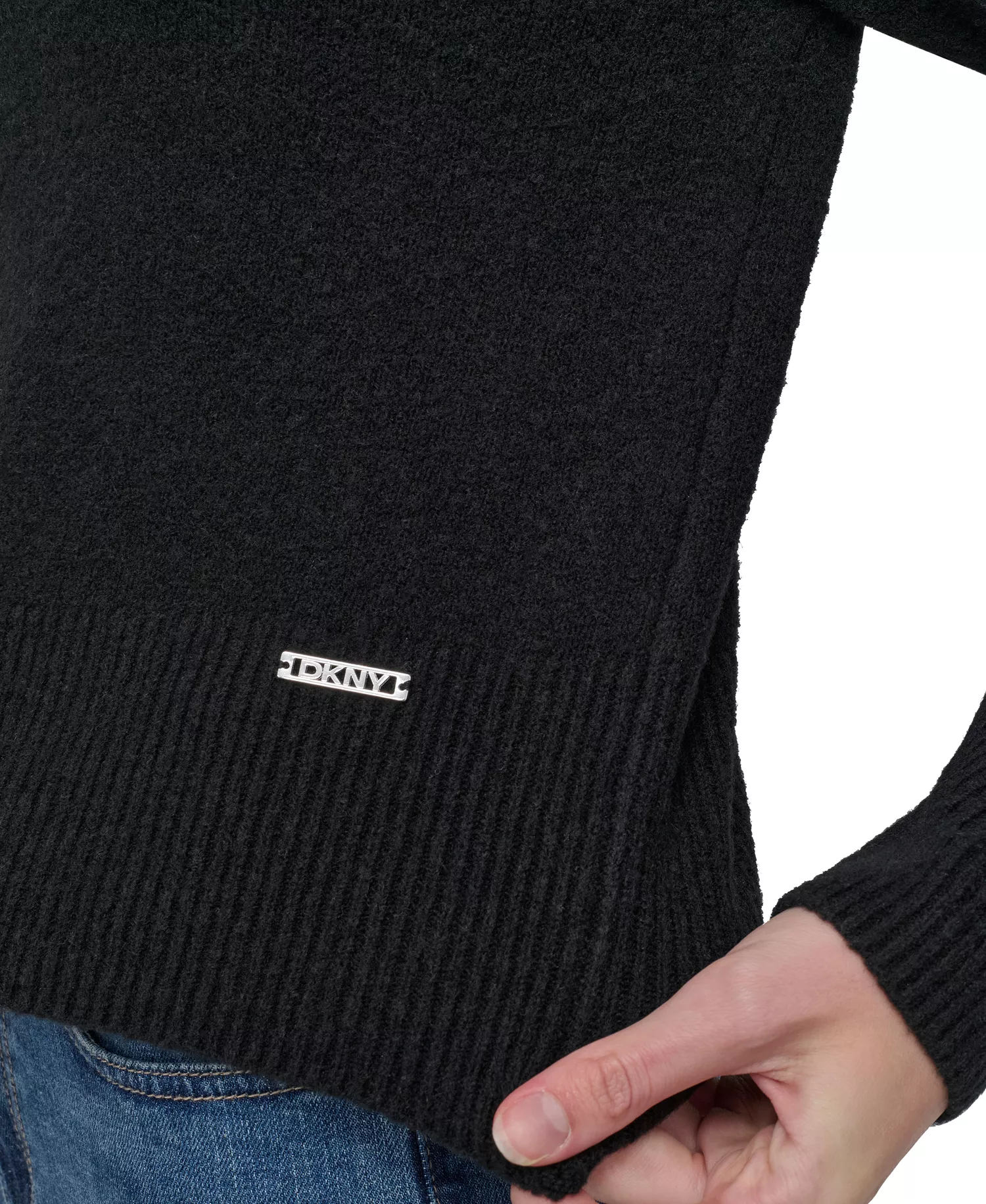 Petite Pullover Polo Sweater - Black - PL