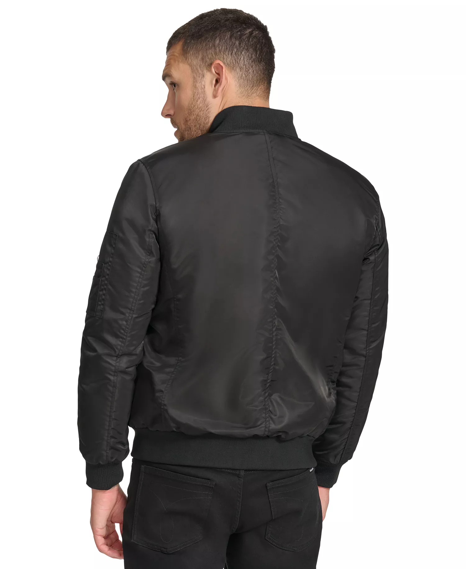 Men's Classic MA-1 Nylon Bomber Jacket - Black - 2XL