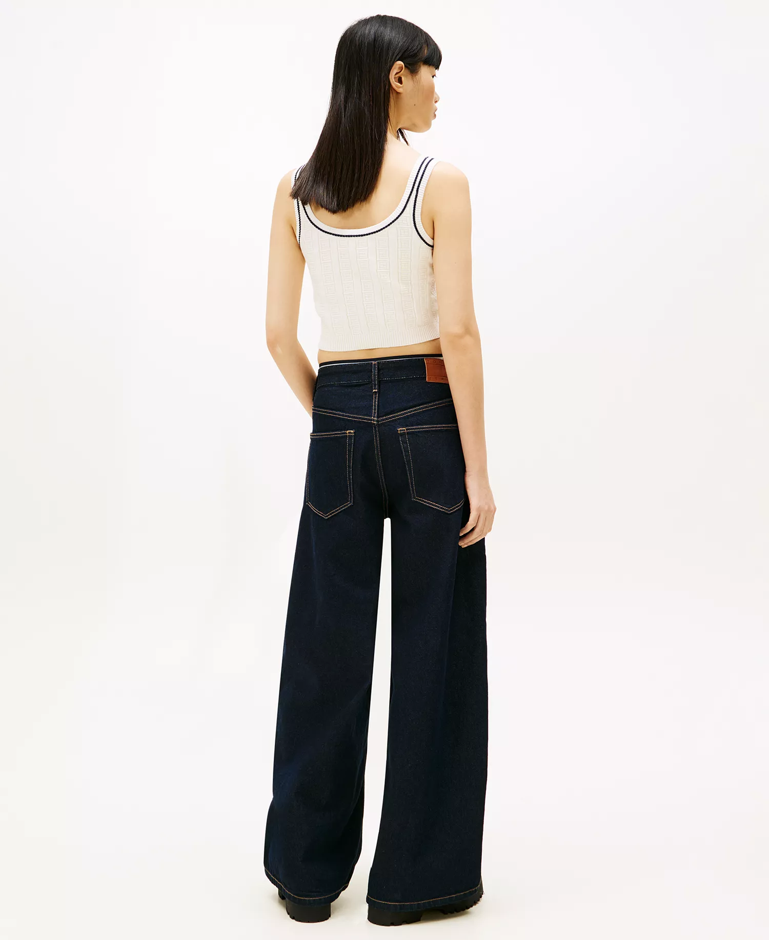 Women's Flag Cable Cropped Tank Top - Ancient White - L