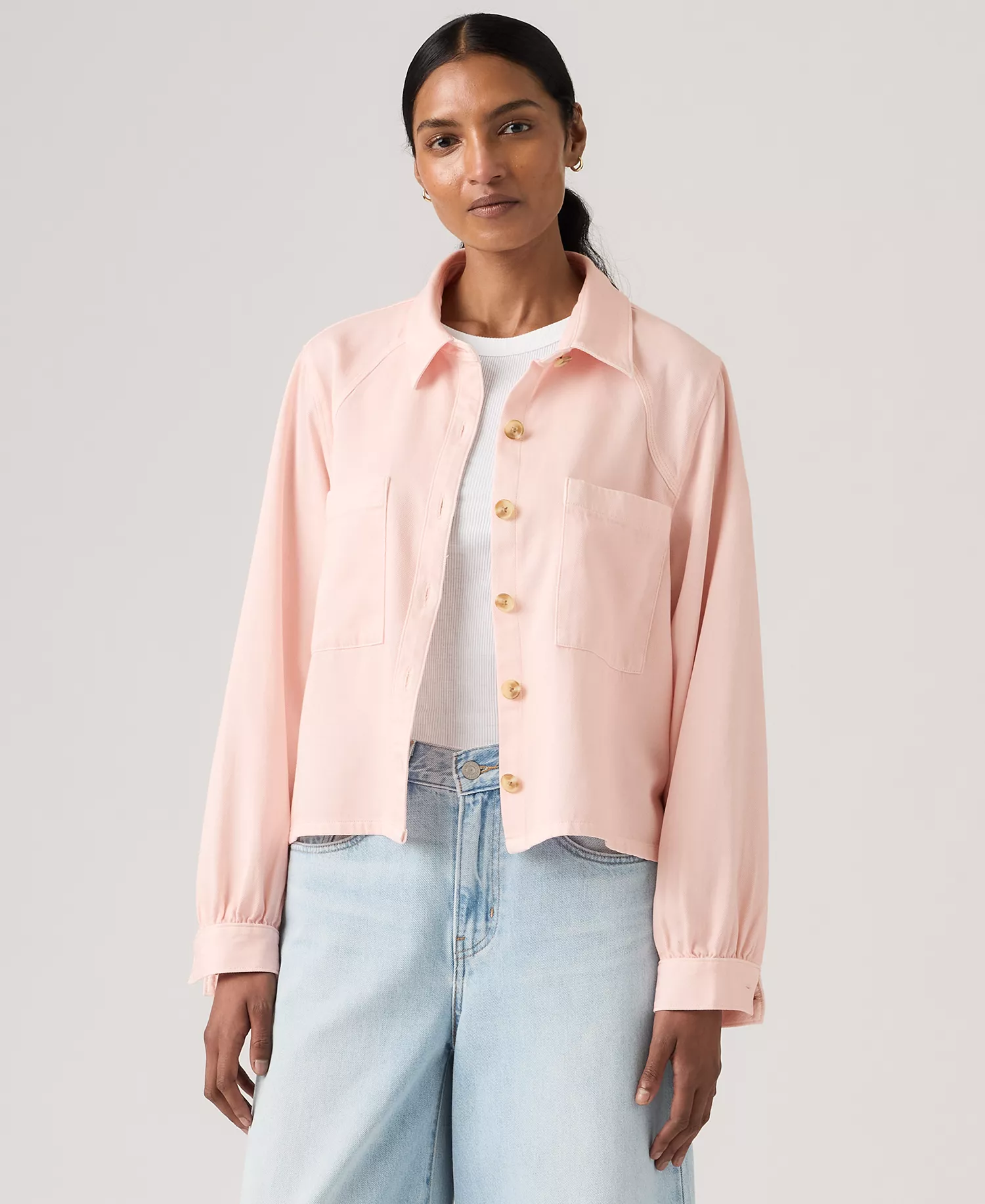Women's Long-Sleeve Utility Crop Top - Crystal pink - L