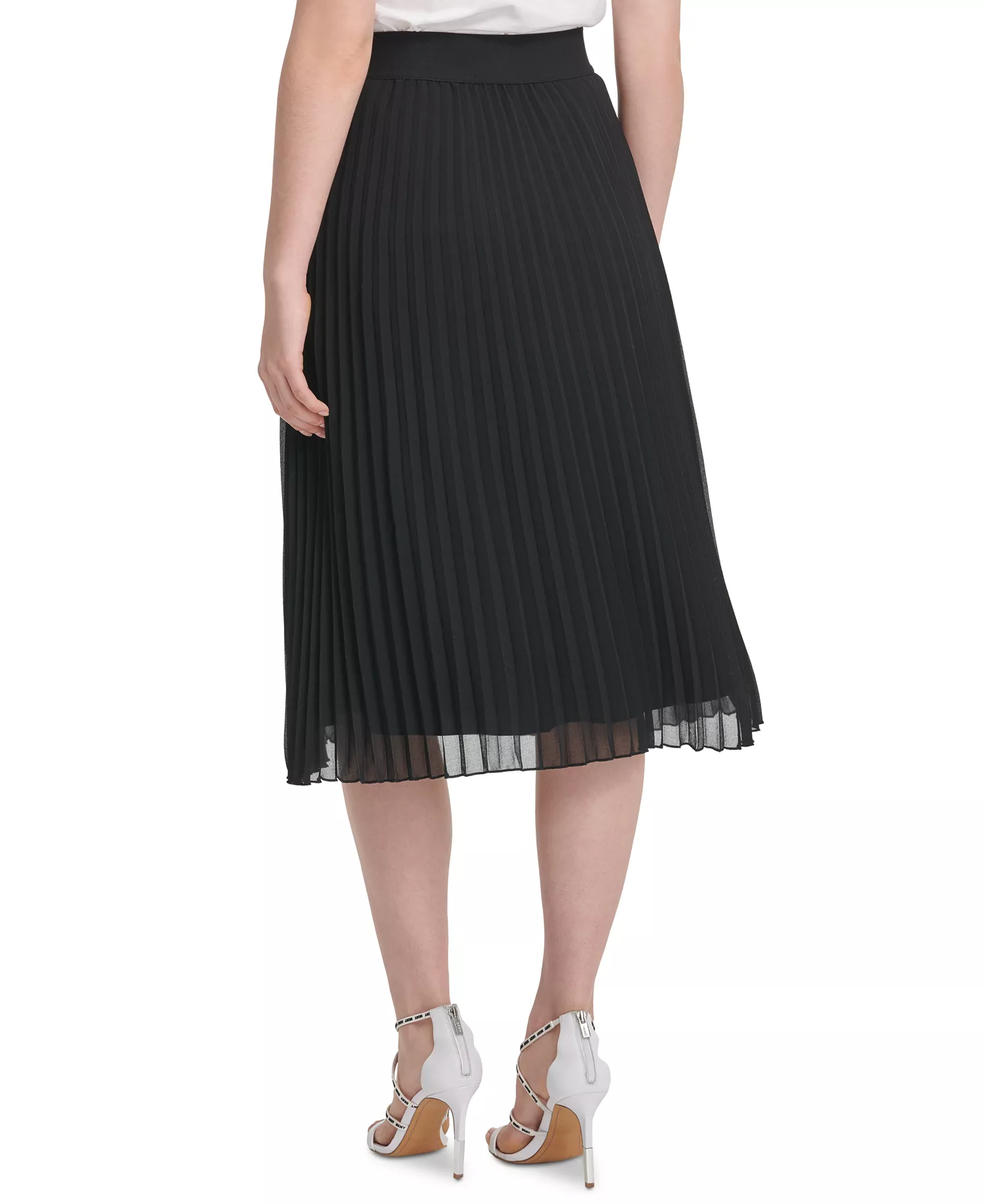 Pleated Midi Skirt - Black - L