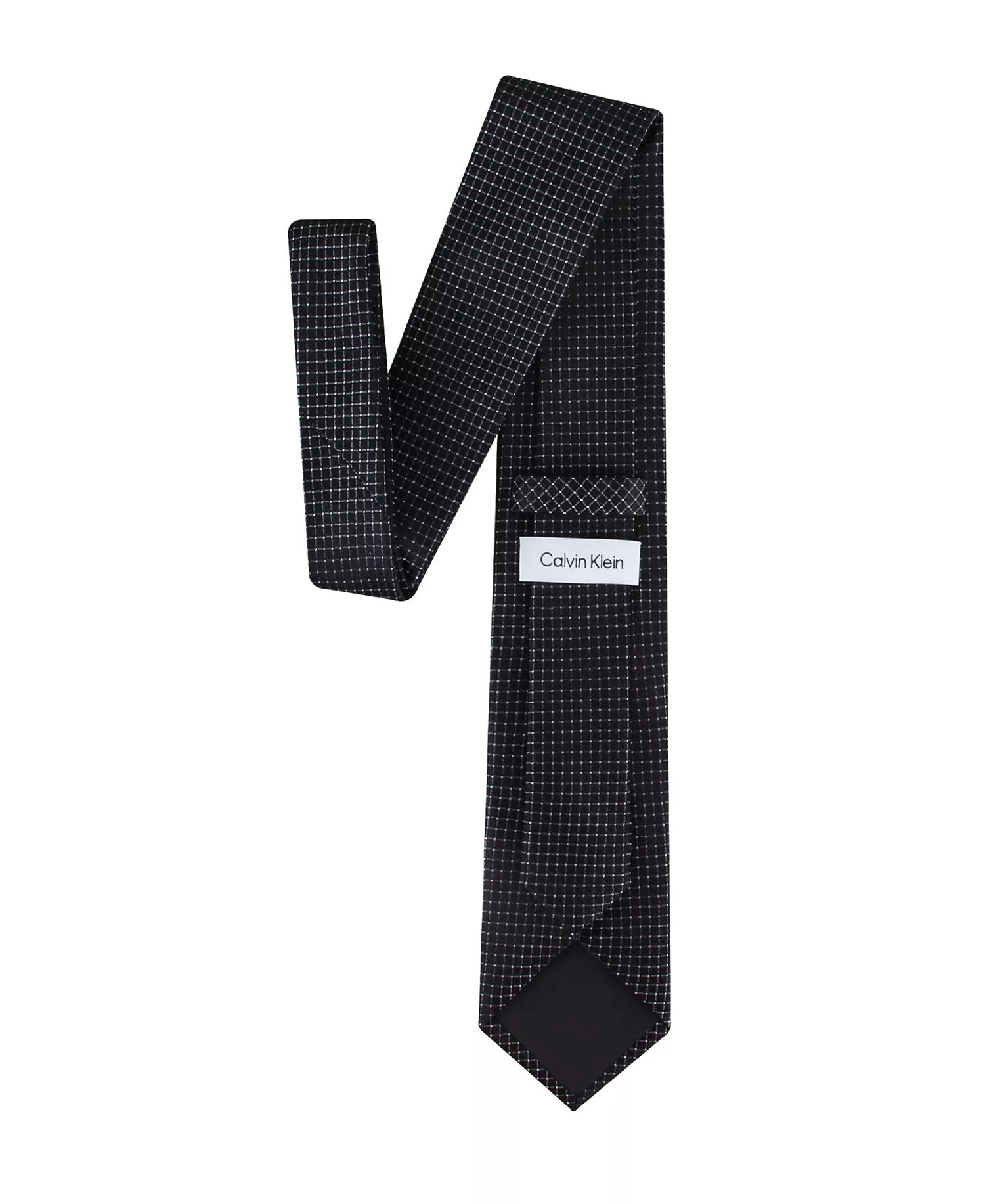 Men's Grid Pattern Silk Tie - Black - ONE SIZE
