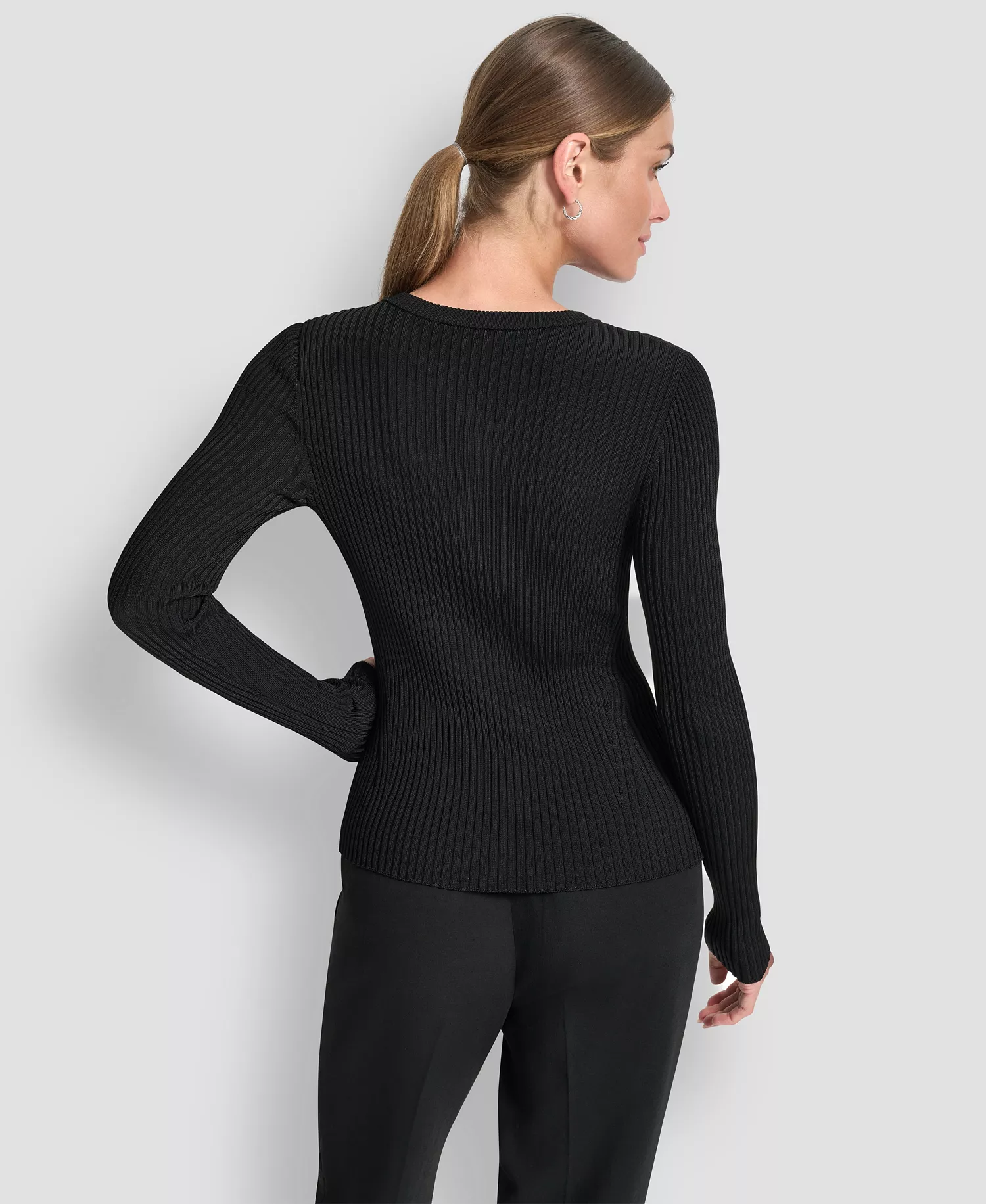 Women's Sleek Long Sleeve Shine Sweater - Black - L