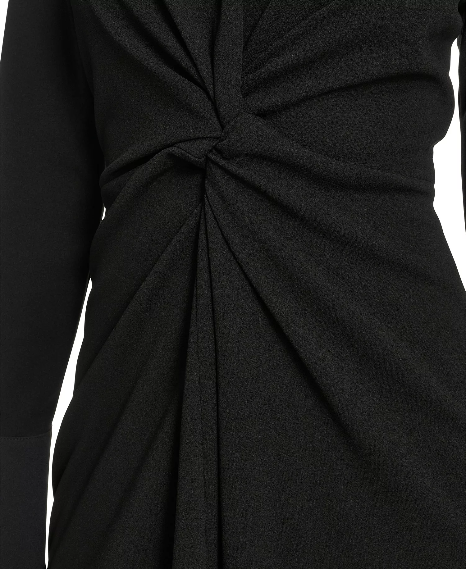 Women's Petite Collar Long-Sleeve Midi Shirtdress - Black - 0P
