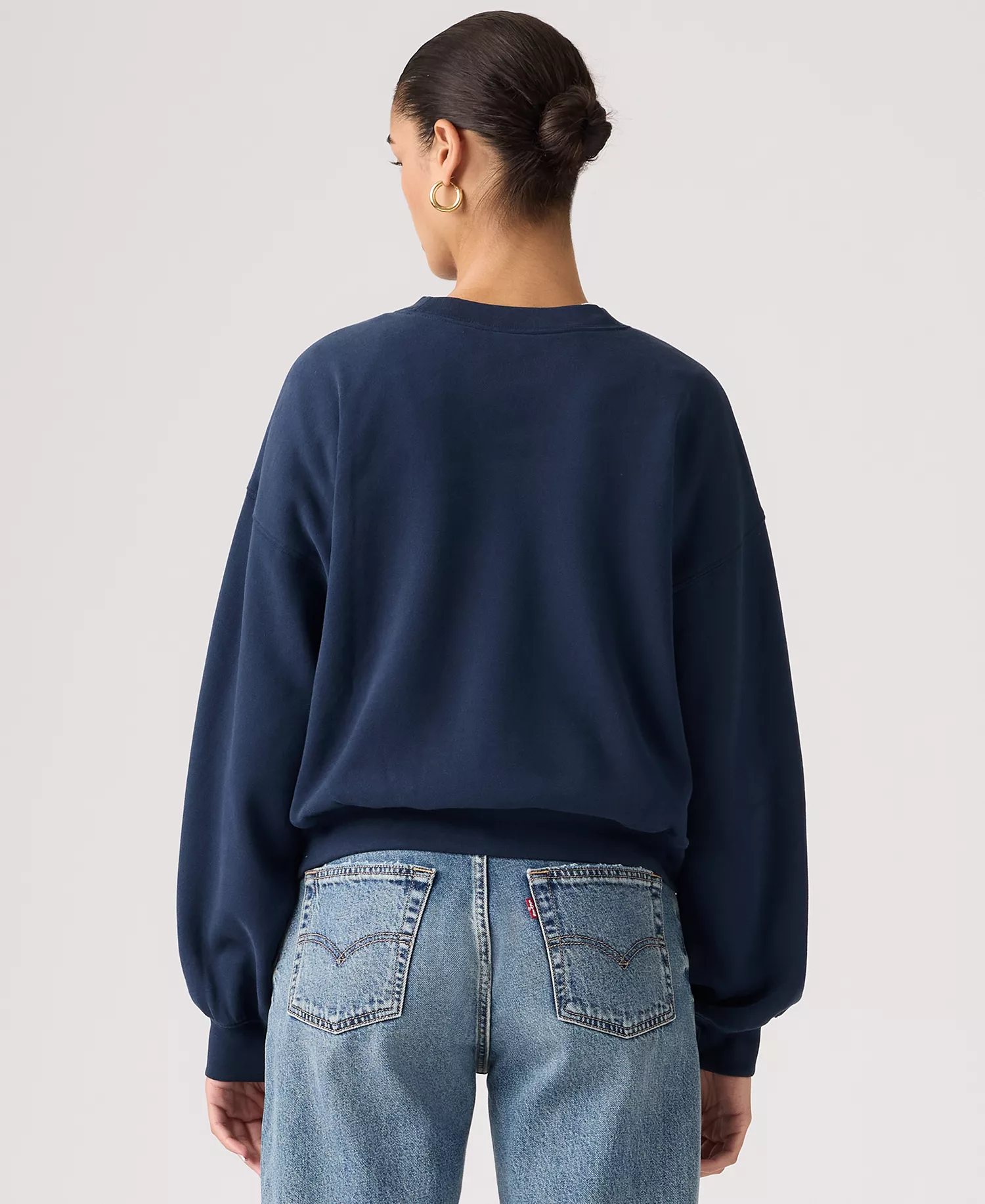 Women's Graphic Boxy Crew Neck Sweatshirt - Crew Western Collegiate Navy Blazer - L