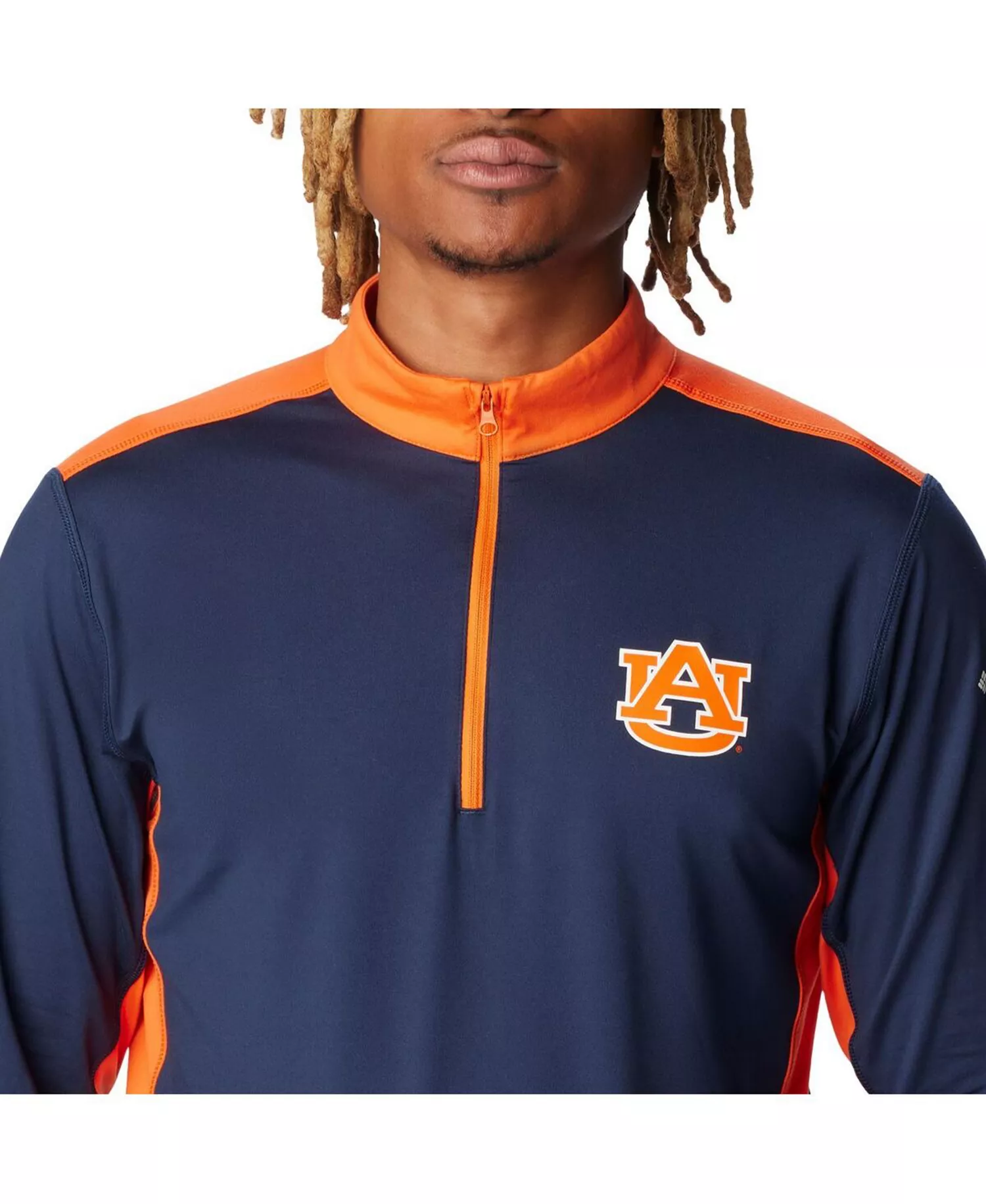 Men's Navy Auburn Tigers Tech Trail Omni-Shade Quarter-Zip Top - Navy - 2XL