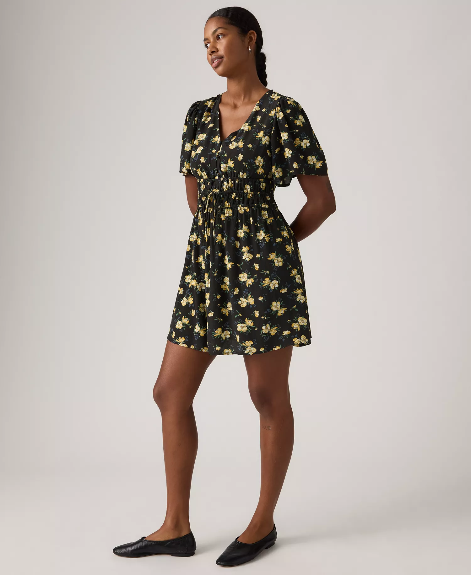 Women's Rylan V-Neck Mini Crepe Dress - Blake Brushstroke Floral Small V5 Rattan - L