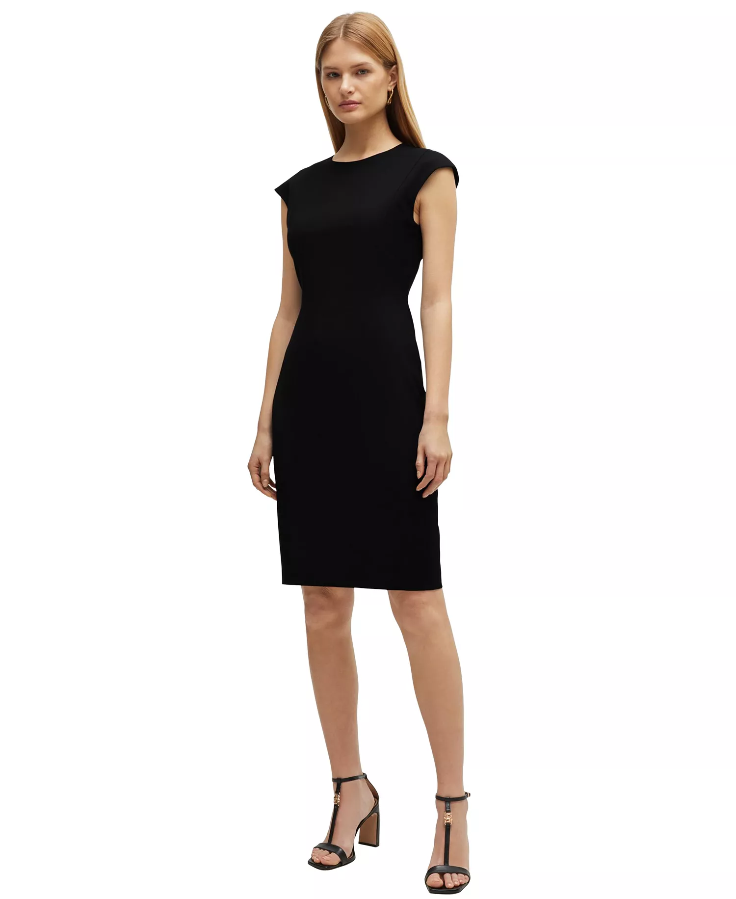 Women's Wool Cap Sleeve Slim-Fit Dress - Black - 0