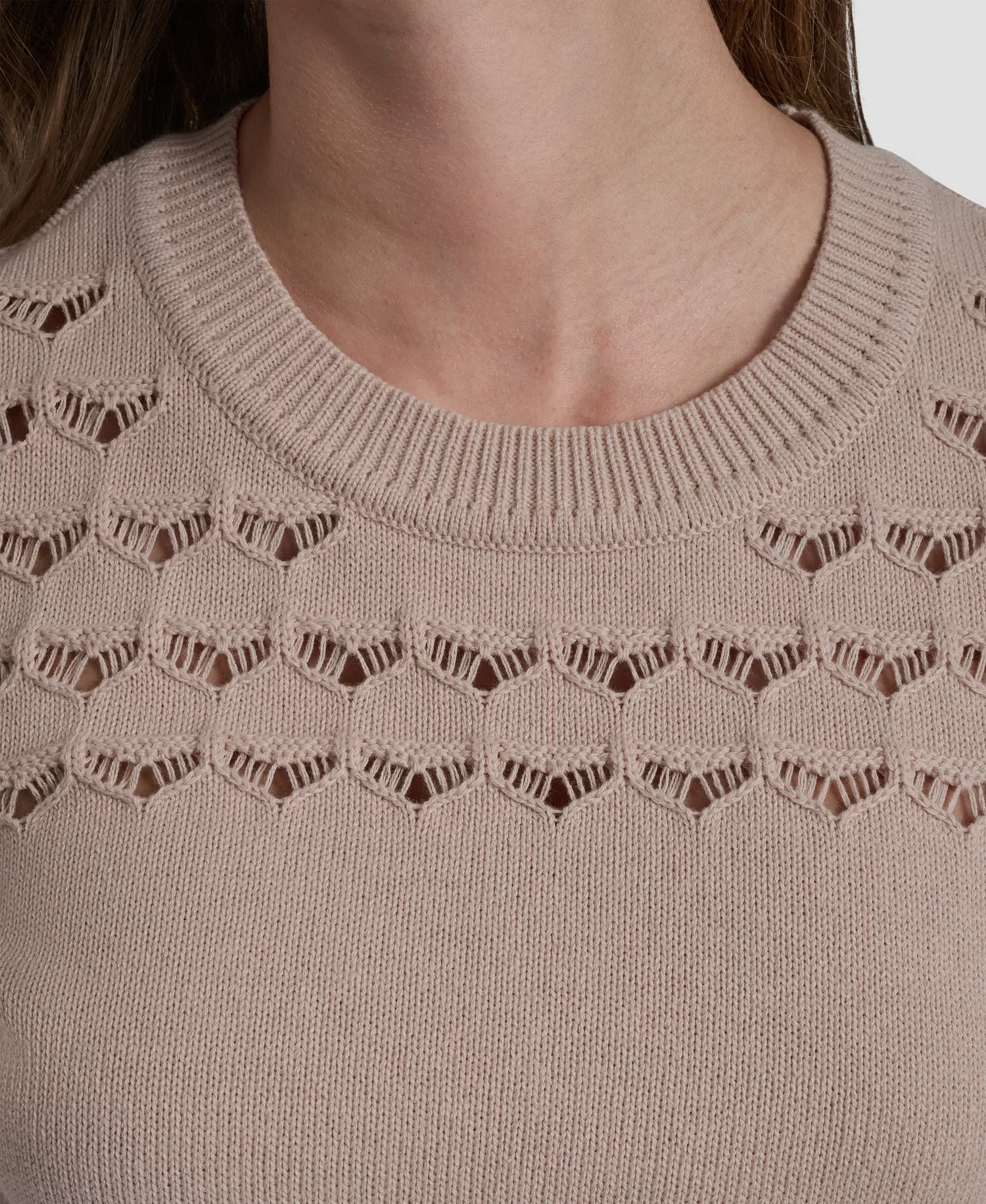 Women's Short-Sleeve Ribbed Hem Sweater - Cameo - L