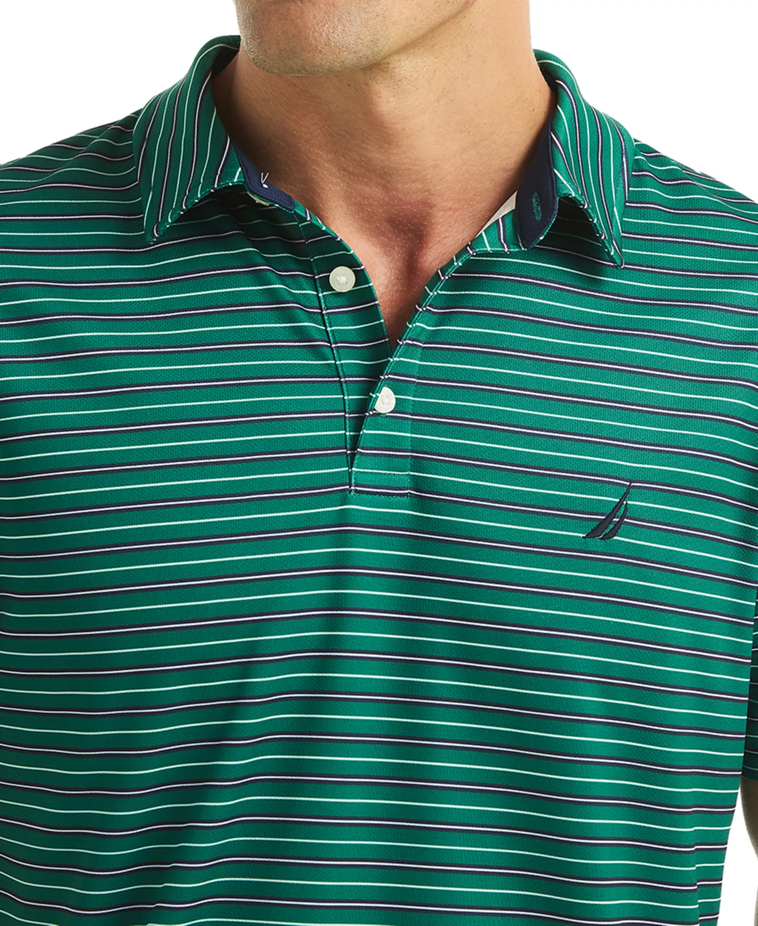 Men's Short Sleeve Striped Performance Golf Polo Shirt - Spruce - 2XL