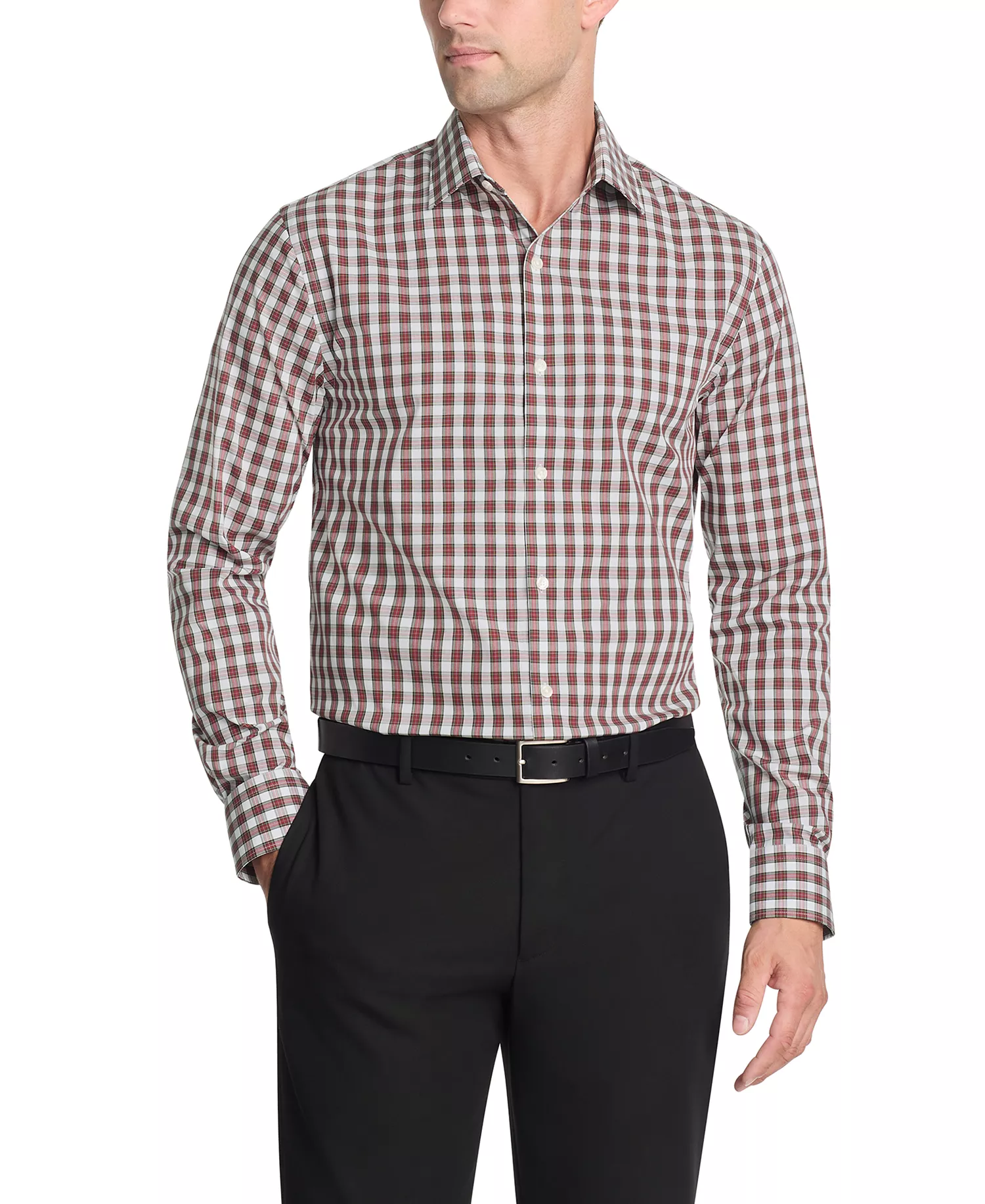 Men's Flex Dress Shirt, Regular & Slim Fit - Red Multi - 17 36/37