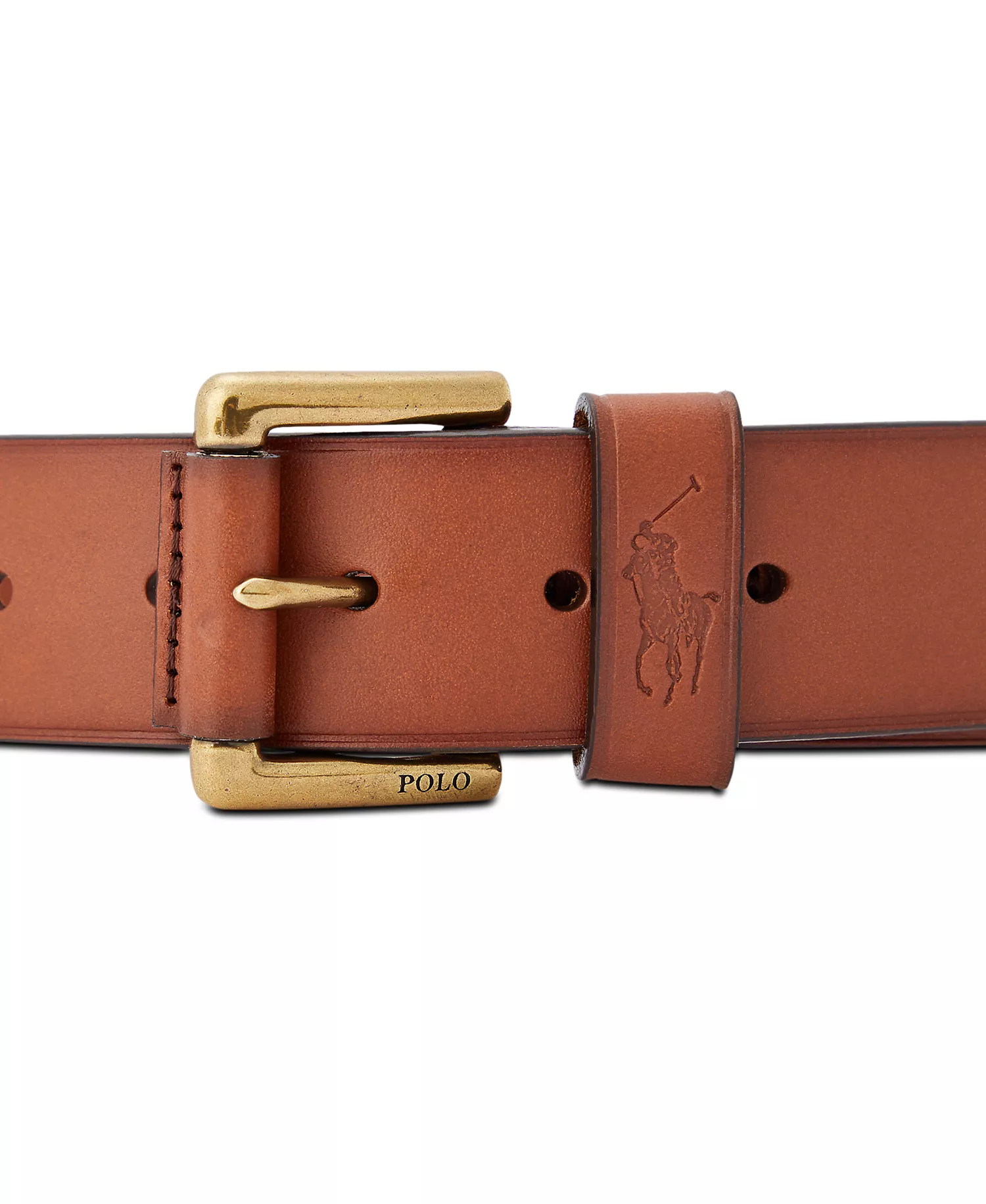 Men's Leather Dress Belt - Polo Brown - 32