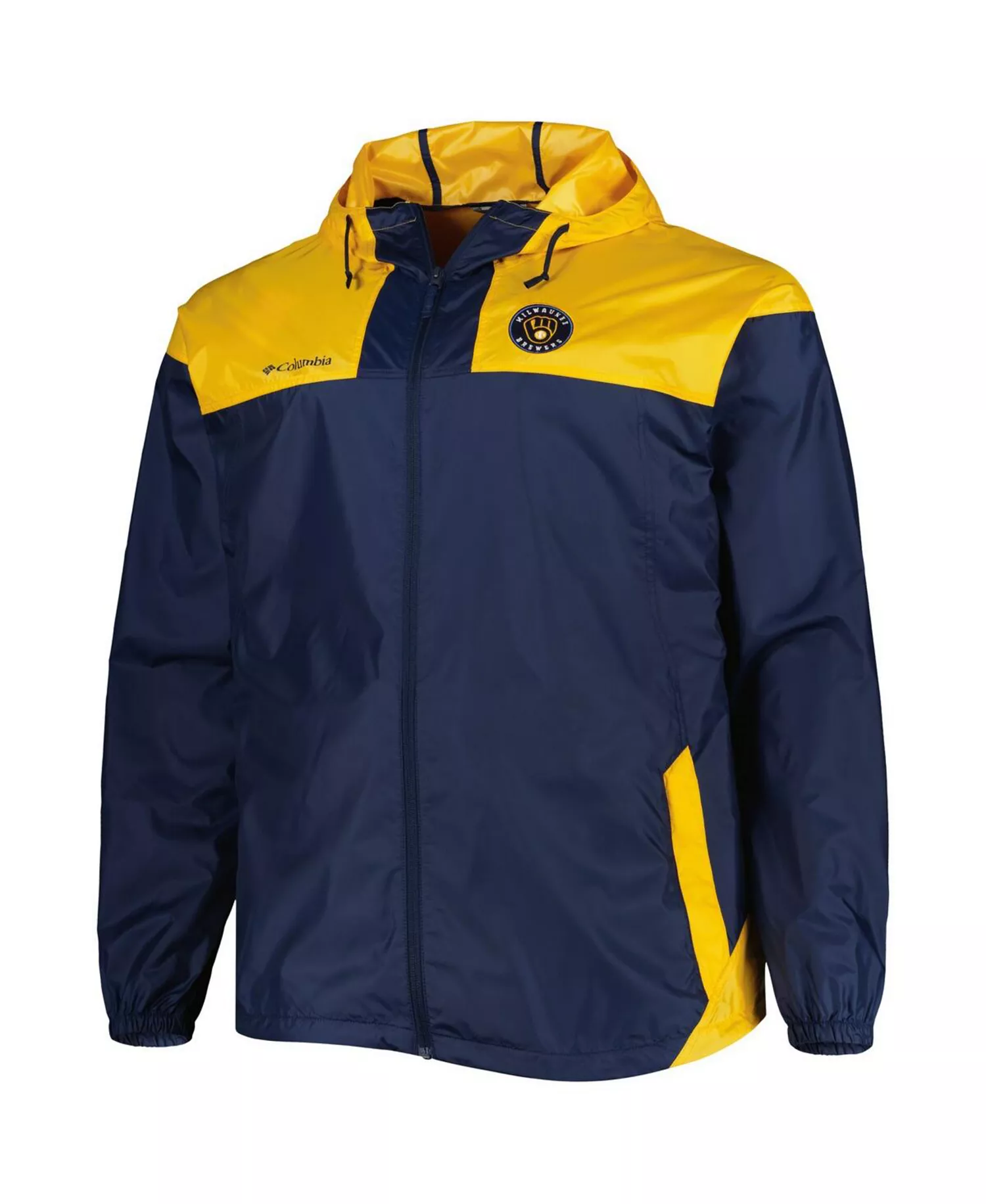 Men's Navy Milwaukee Brewers Flash Forward Challenger Big and Tall Omni-Shade Full-Zip Windbreaker - Navy - 3XB
