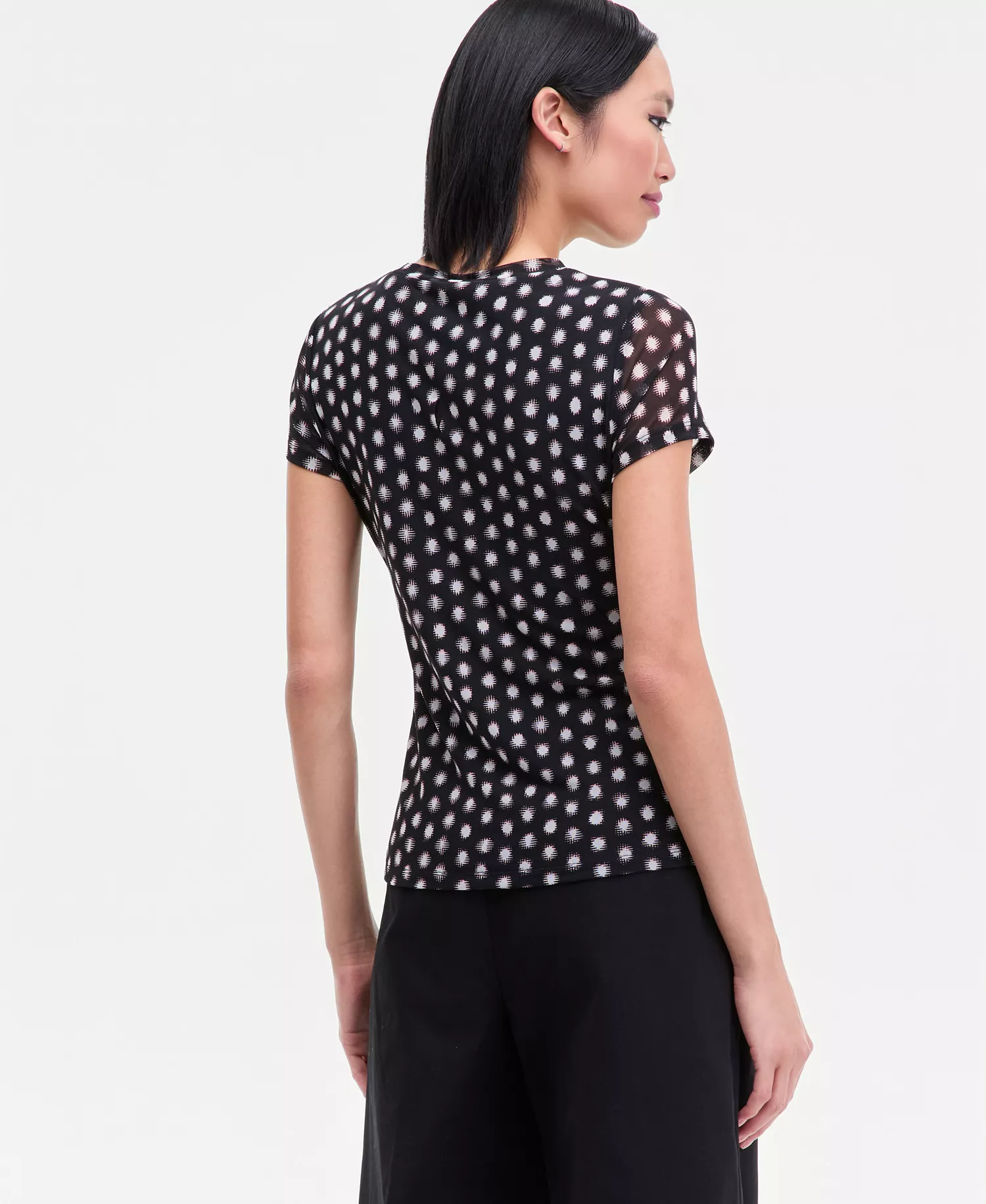 Women's Printed Mesh Top, Macy's Exclusive - Nyla Spots - L