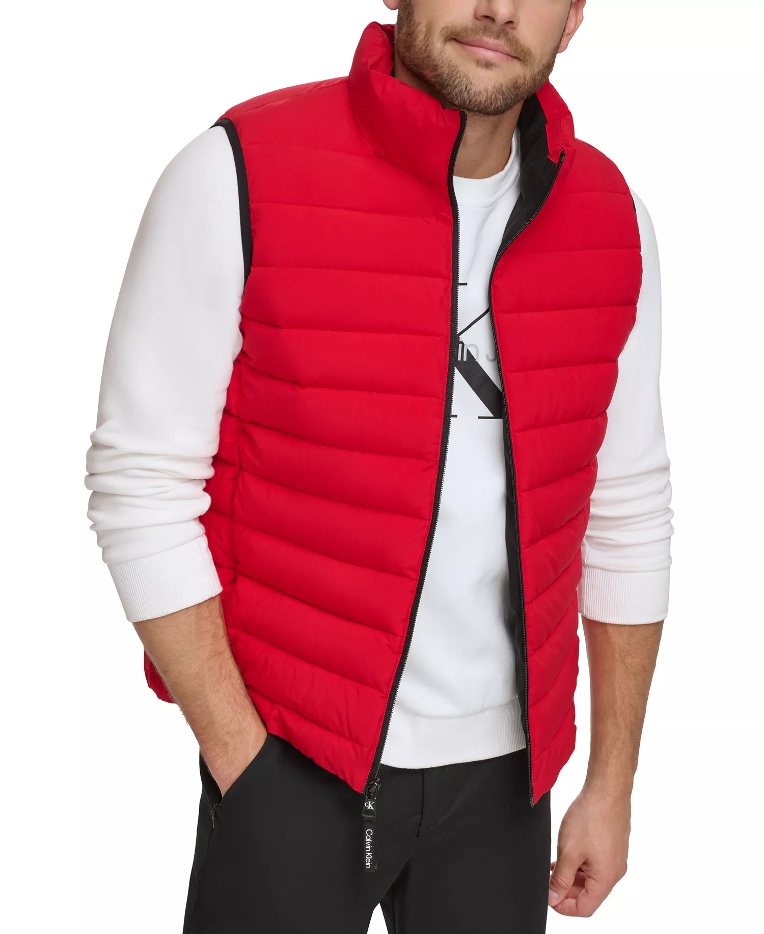 Men's Stretch Puffer Vest - Deep Red - 2XL