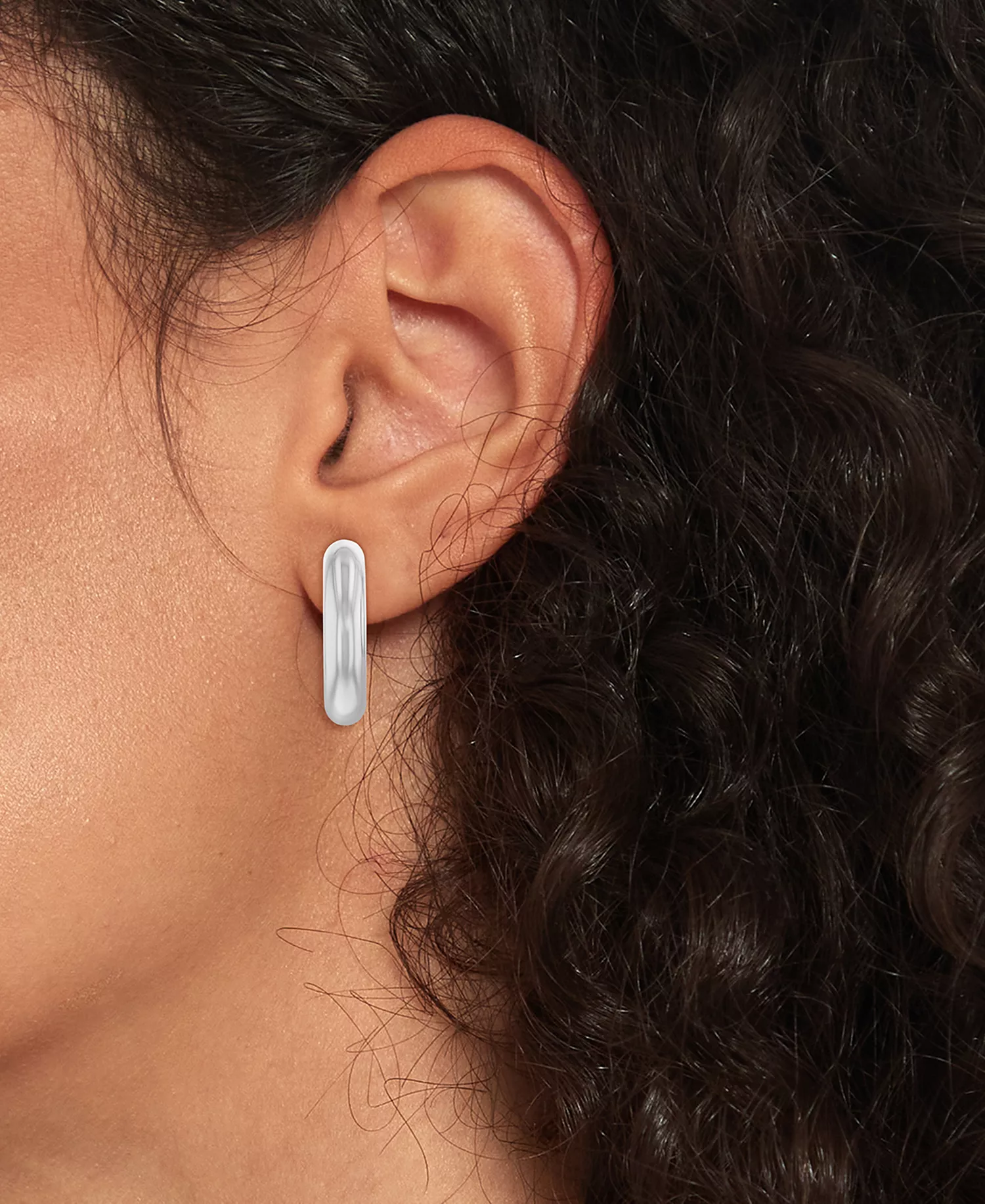 Circle Small Hoop Earrings, 0.86" - Silver - ONE SIZE