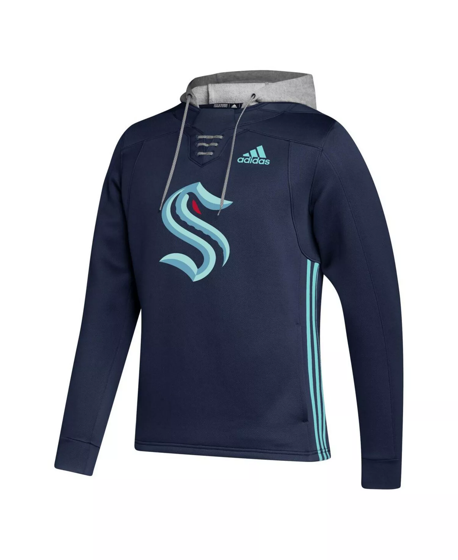 Men's Deep Sea Blue Seattle Kraken Skate Lace Team Pullover Hoodie - Deep Sea Blue - L