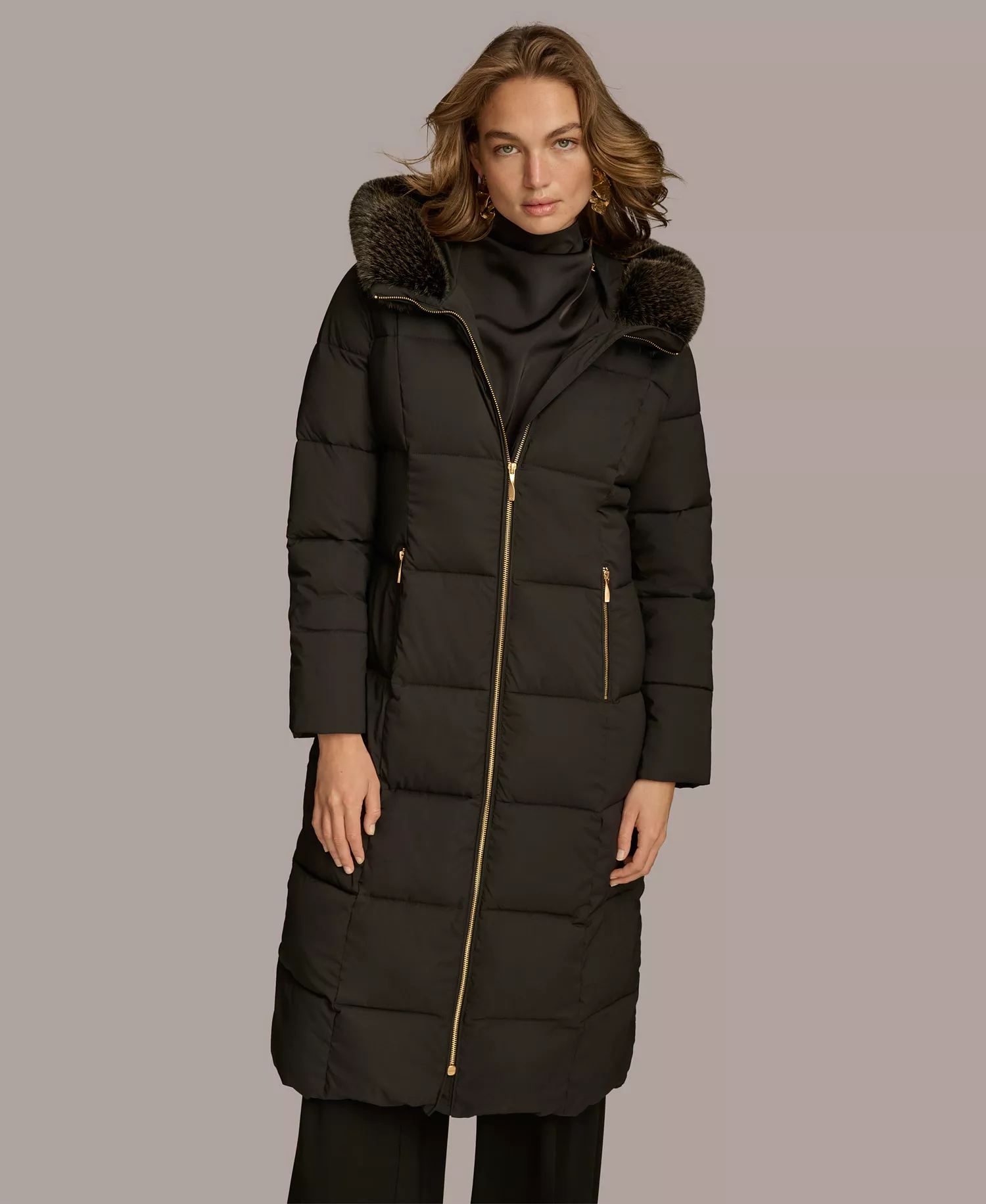 Women's Puffer Coat - Black - M