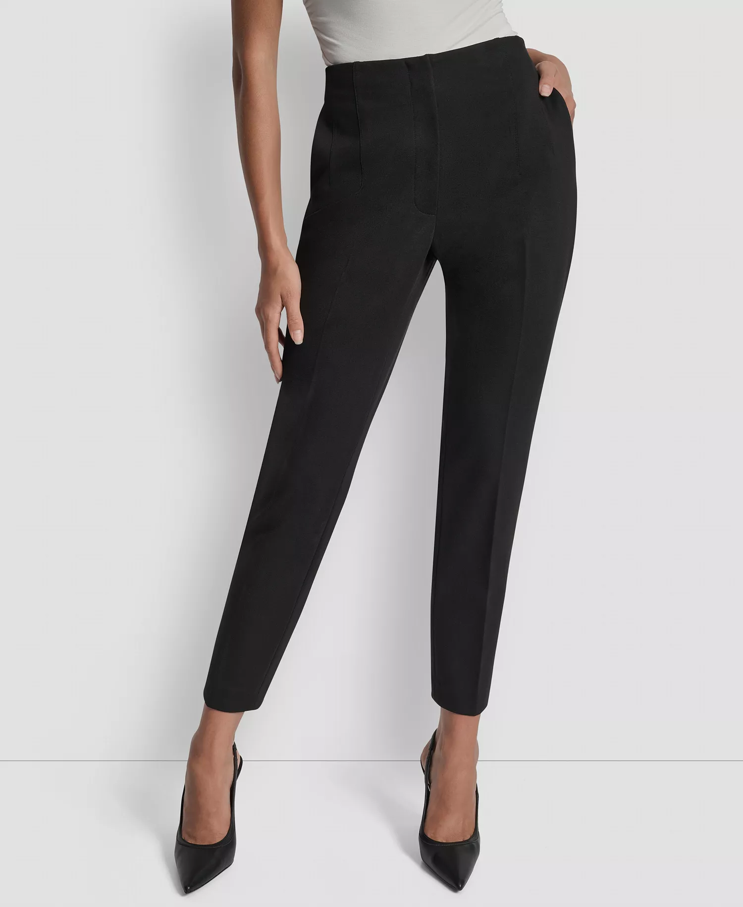 Women's Hollywood Slim-Leg Ponte Knit Pants - Black - 10
