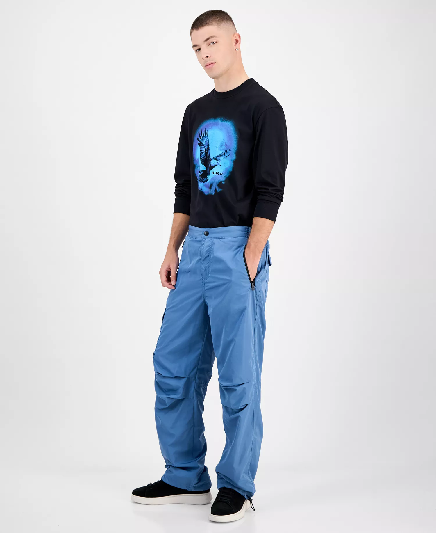 Gokla Straight Fit Pleated-Knee Pants - Open blue - 2XL