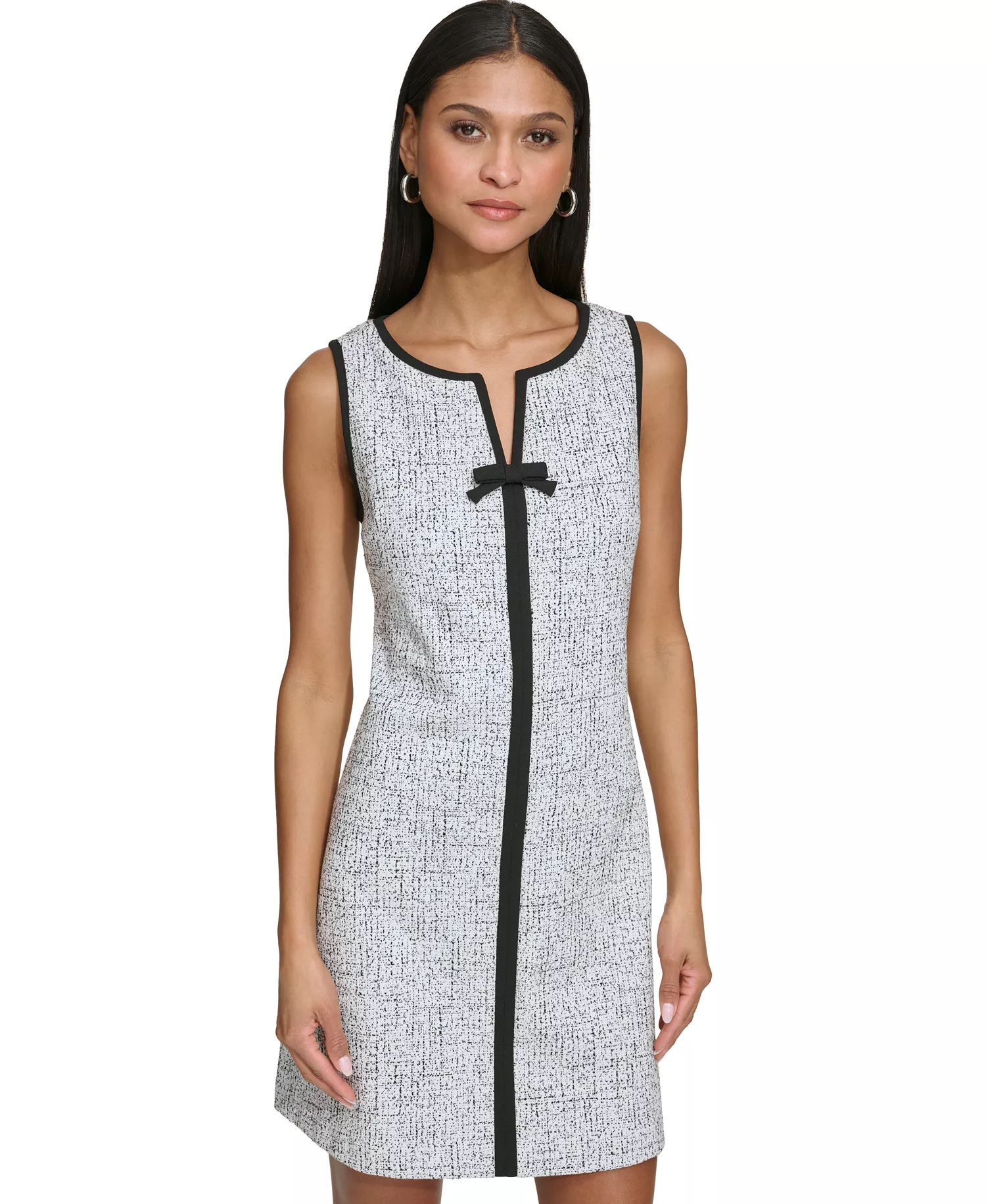 Women's Speckled Knit Jacquard Mini Dress - black/white/bl - 14