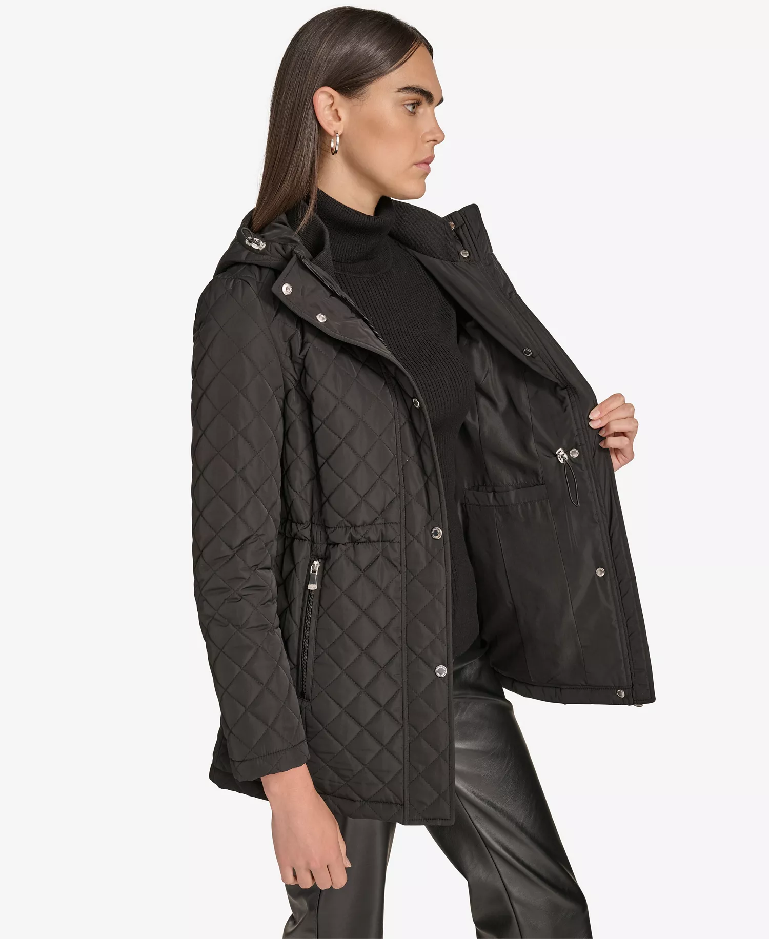 Women's Anorak Quilted Jacket - Black - L