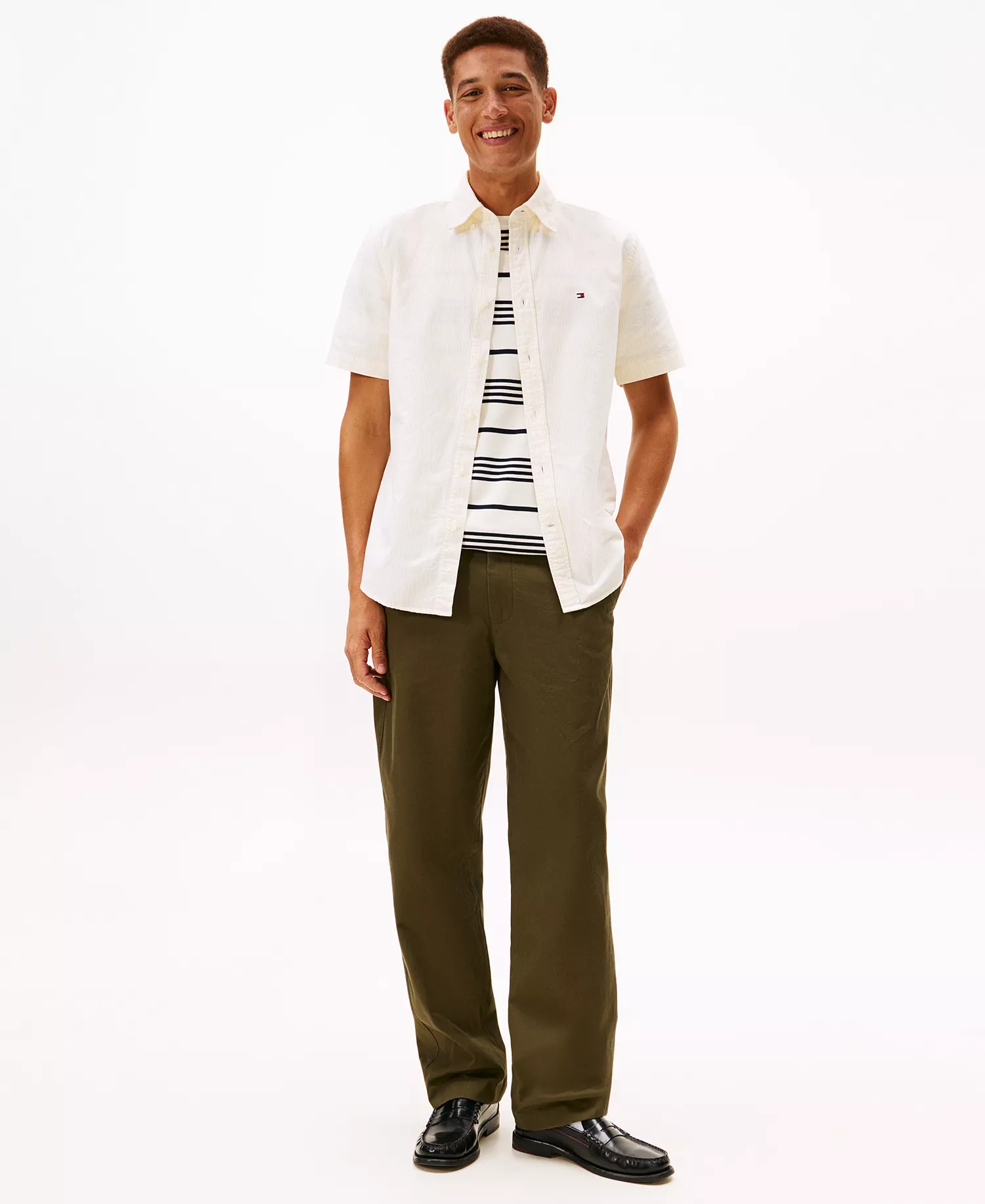 Men's Heritage Oxford Stripe Short Sleeve Shirt - Citronella / Stripe - L