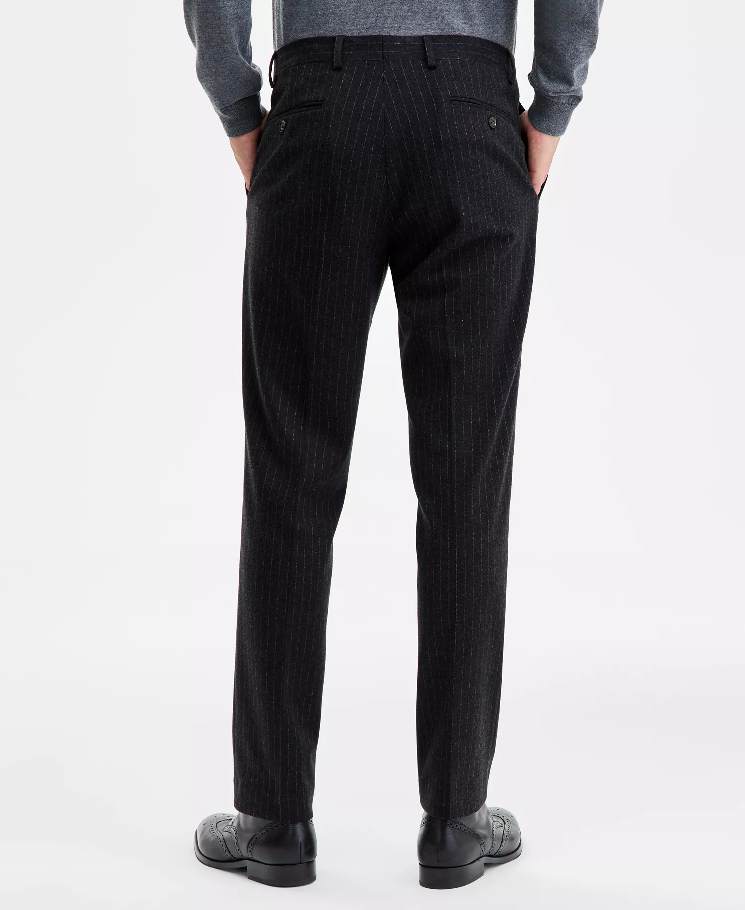 Men's Modern-Fit Wool Pinstripe Suit Separate Pants  - Charcoal Pinstripe - 29 - 30