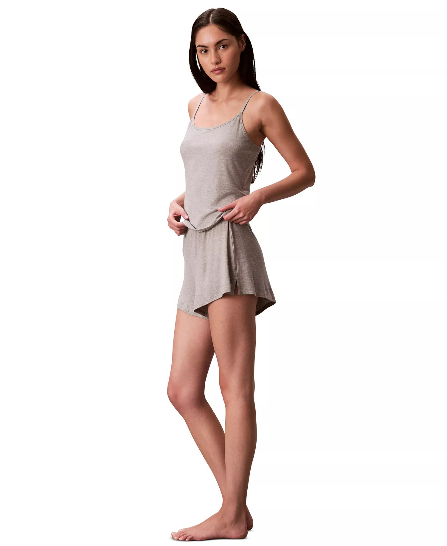 Women's Striped Pattern Sleep Shorts - Gray Heather - L