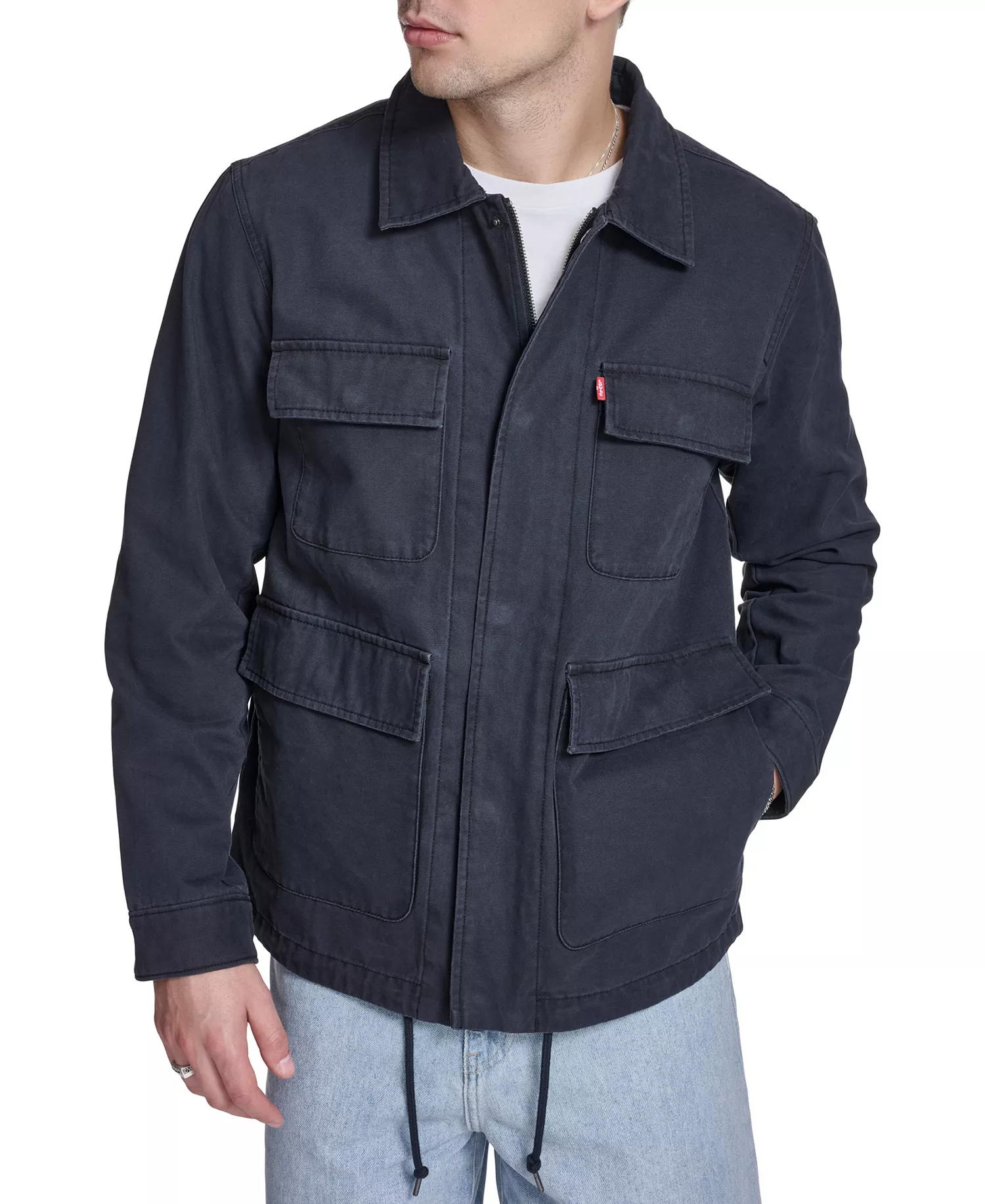 Men's Cotton Canvas Field Jacket - Navy - 2XL