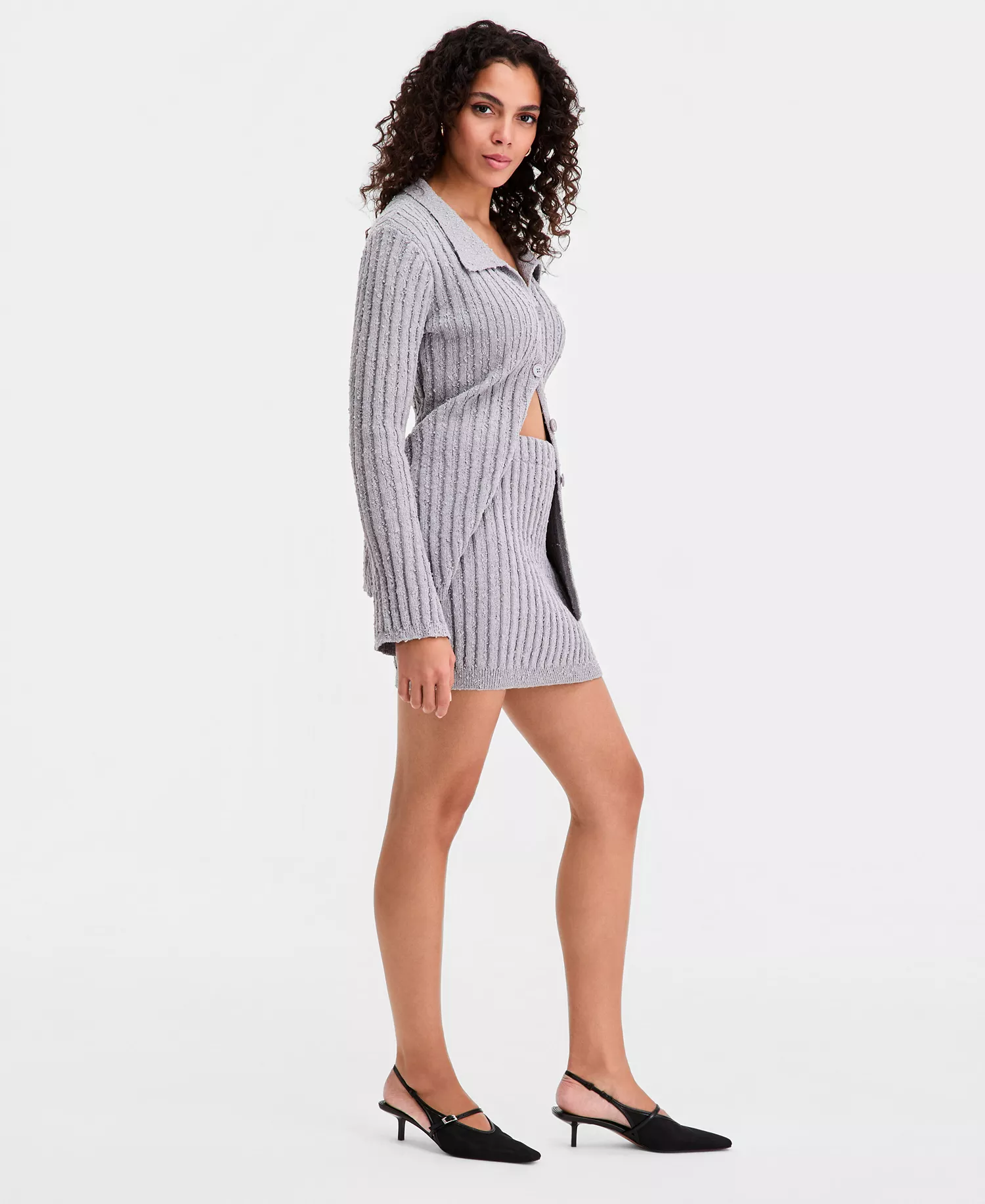 Women's Ribbed Sweater Skirt, Macy's Exclusive - Light Grey - L