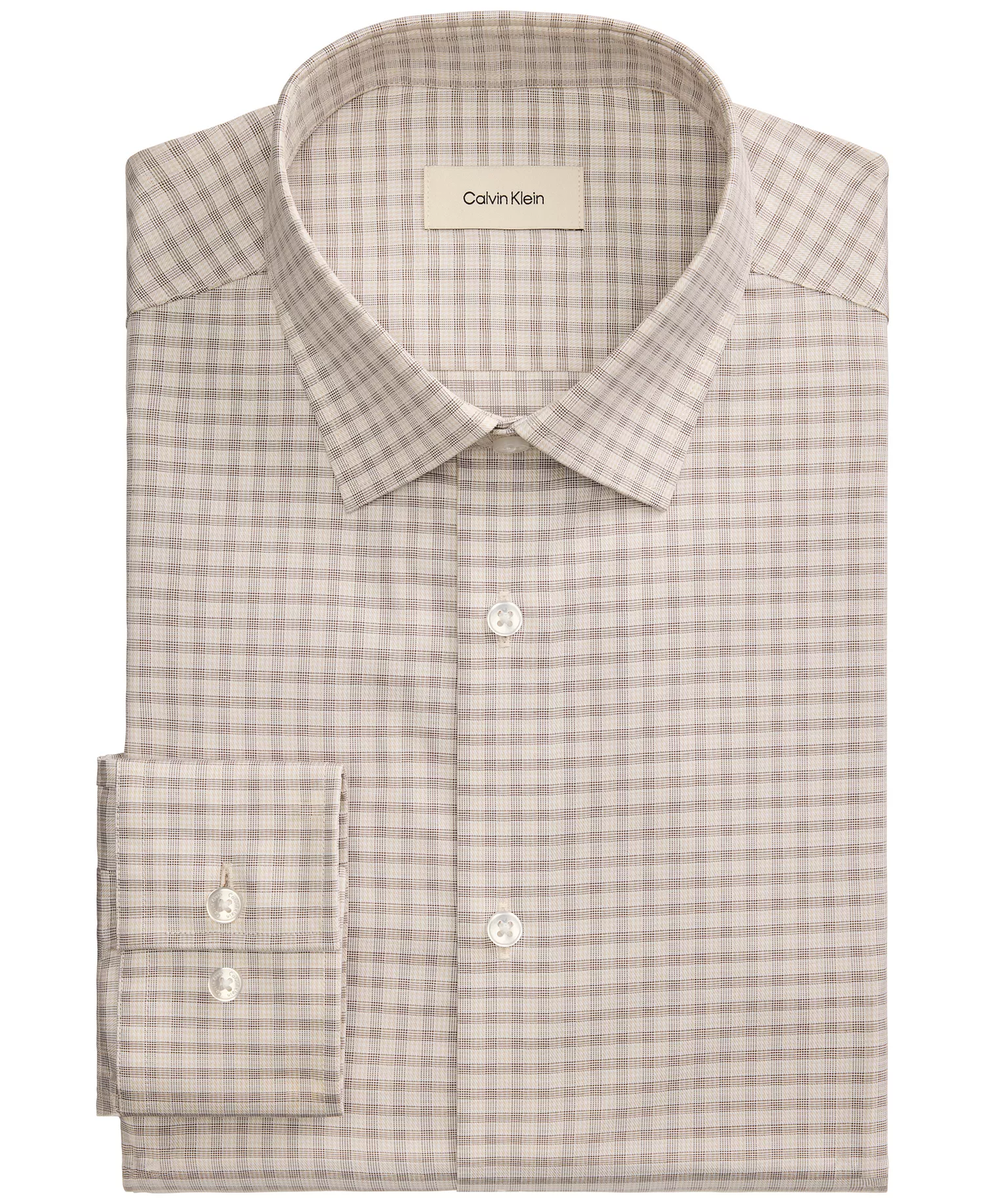 Men's Refined Cotton Stretch Spread Collar Dress Shirt - Taupe - 14 32/33