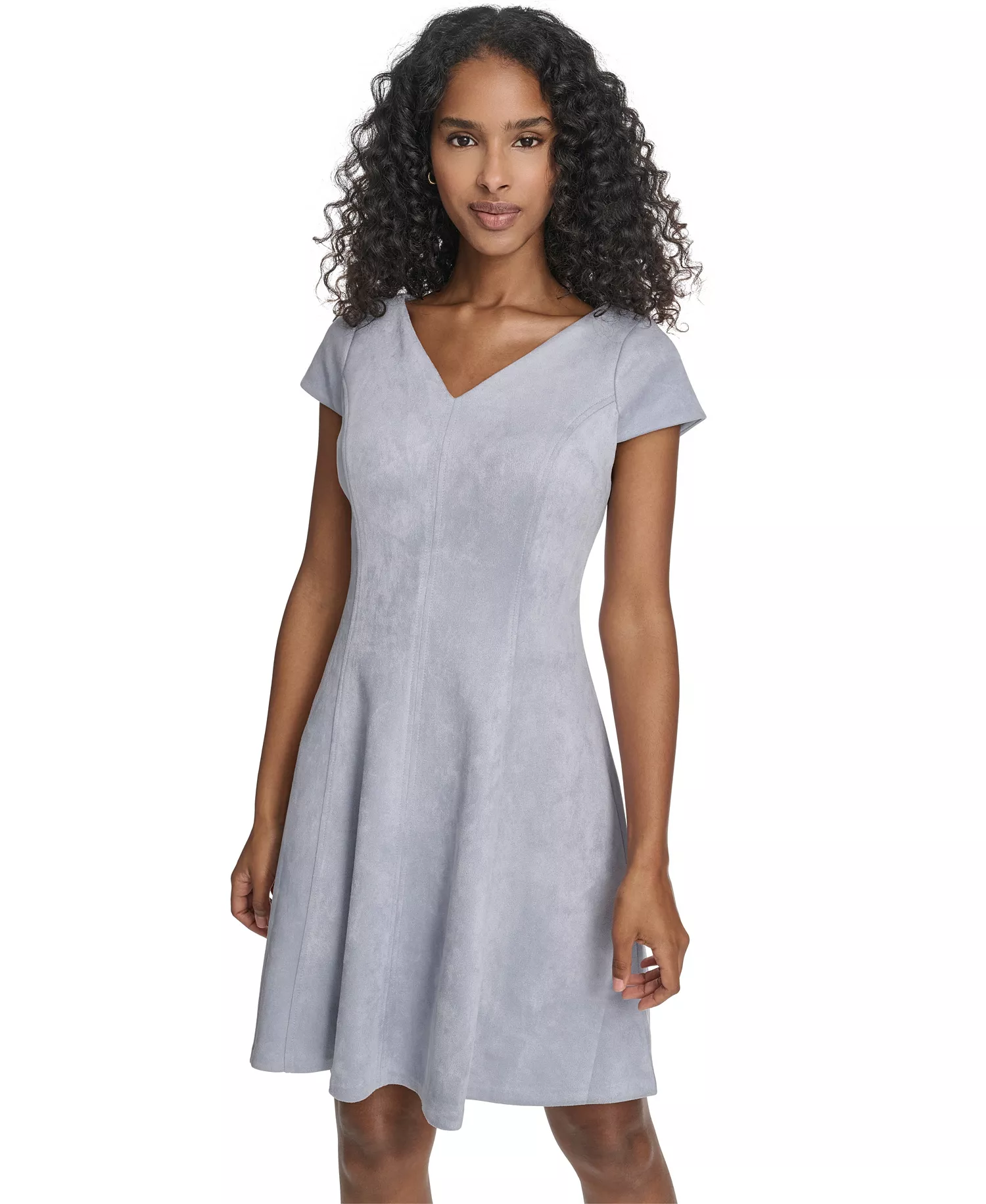 Women's Petite Short-Sleeve A-Line Dress - Slate - 0P