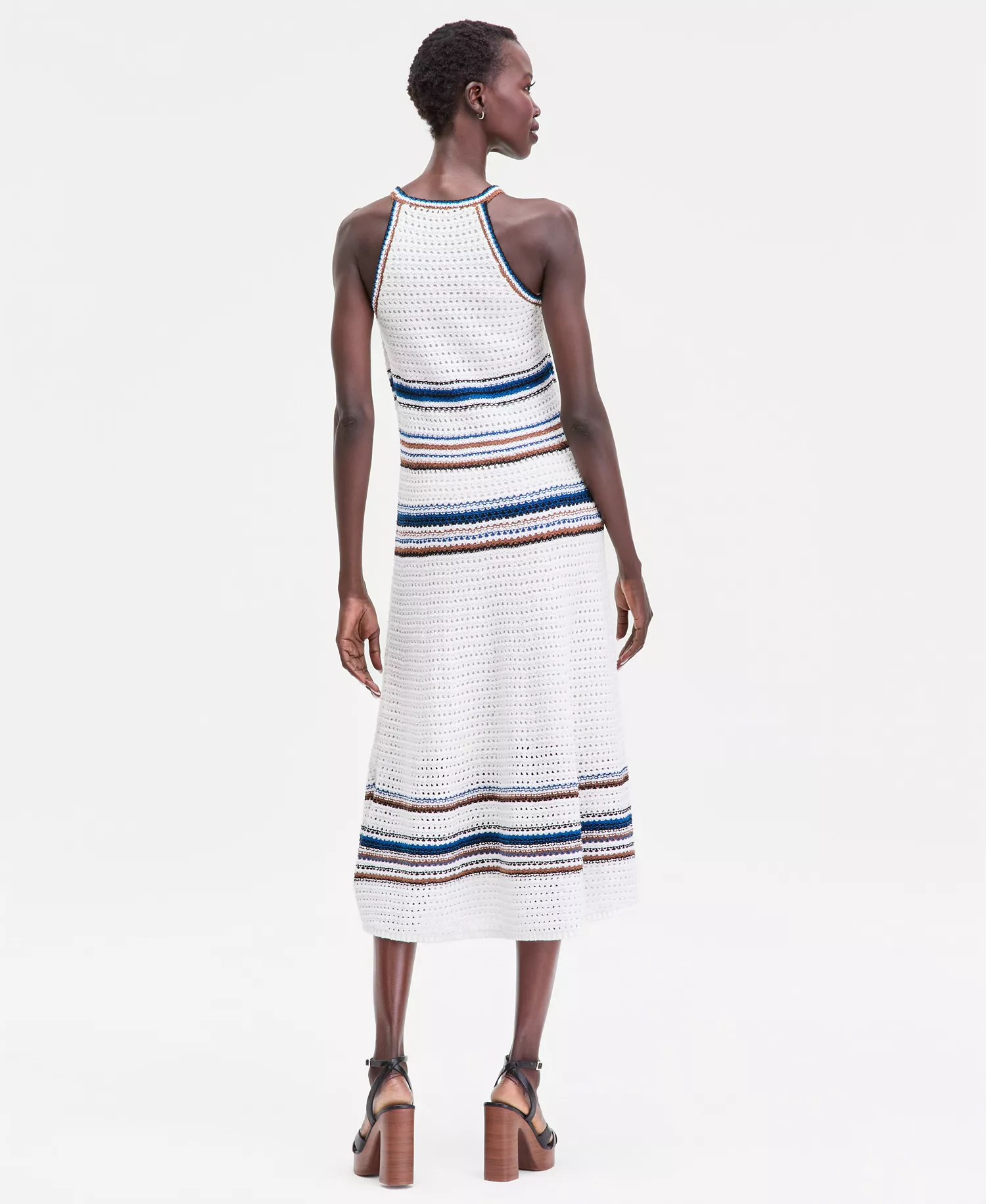 Women's Sleeveless Crochet Stripe Sweater Dress, Macy's Exclusive  - Bri White Combo - L