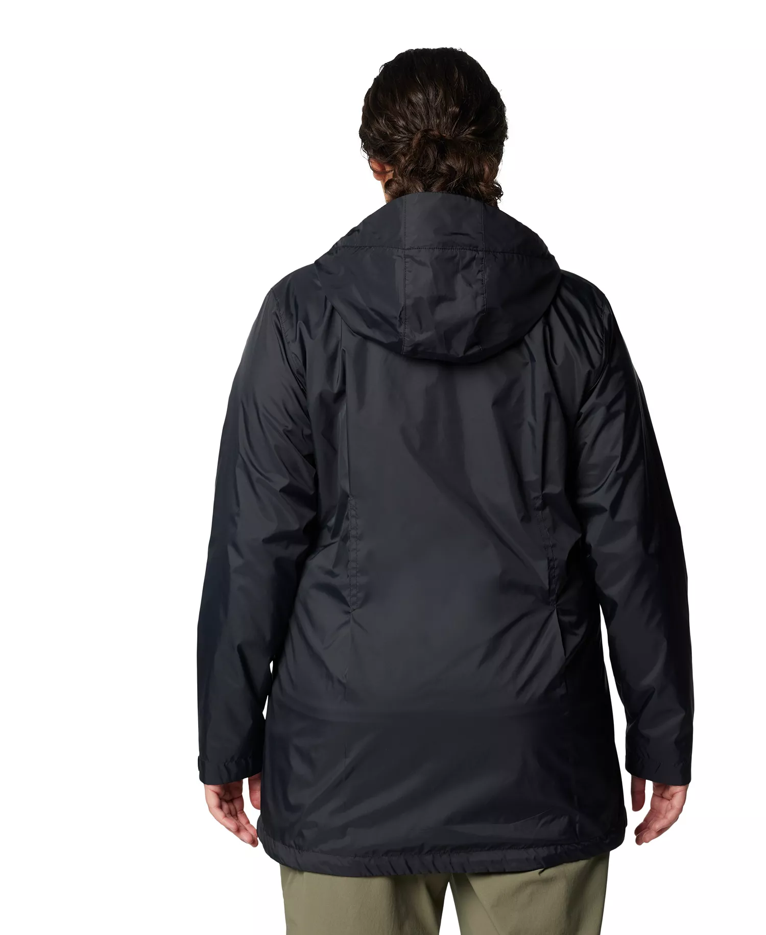 Plus Size Switchback Lined Long Zipper Jacket - Black - 1X