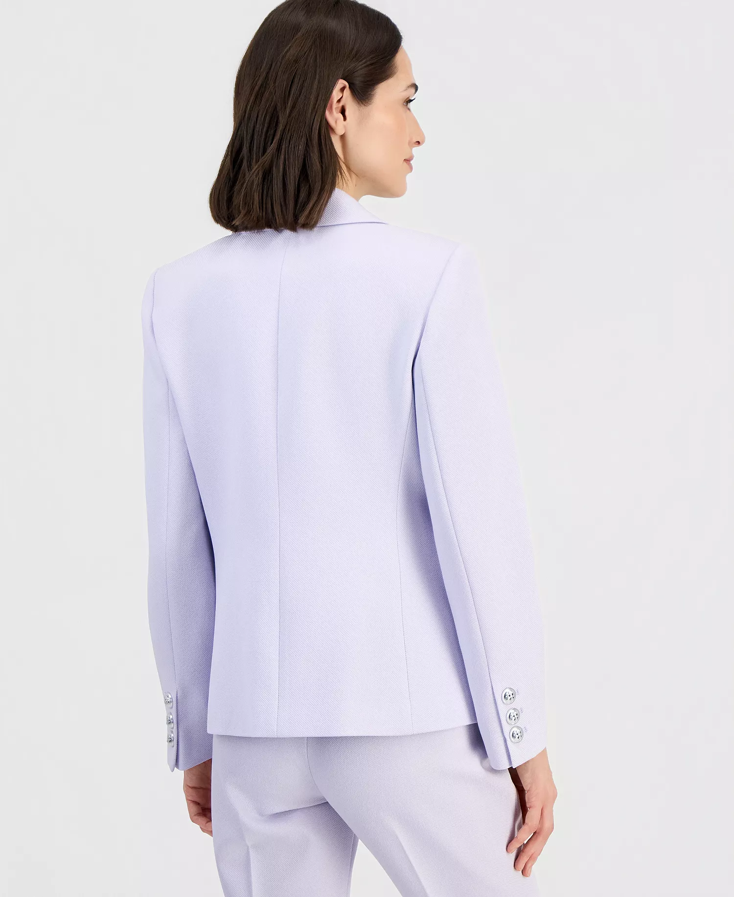 Women's Twill Peak-Lapel Faux-Double Breasted Blazer - Soft Violet - 10