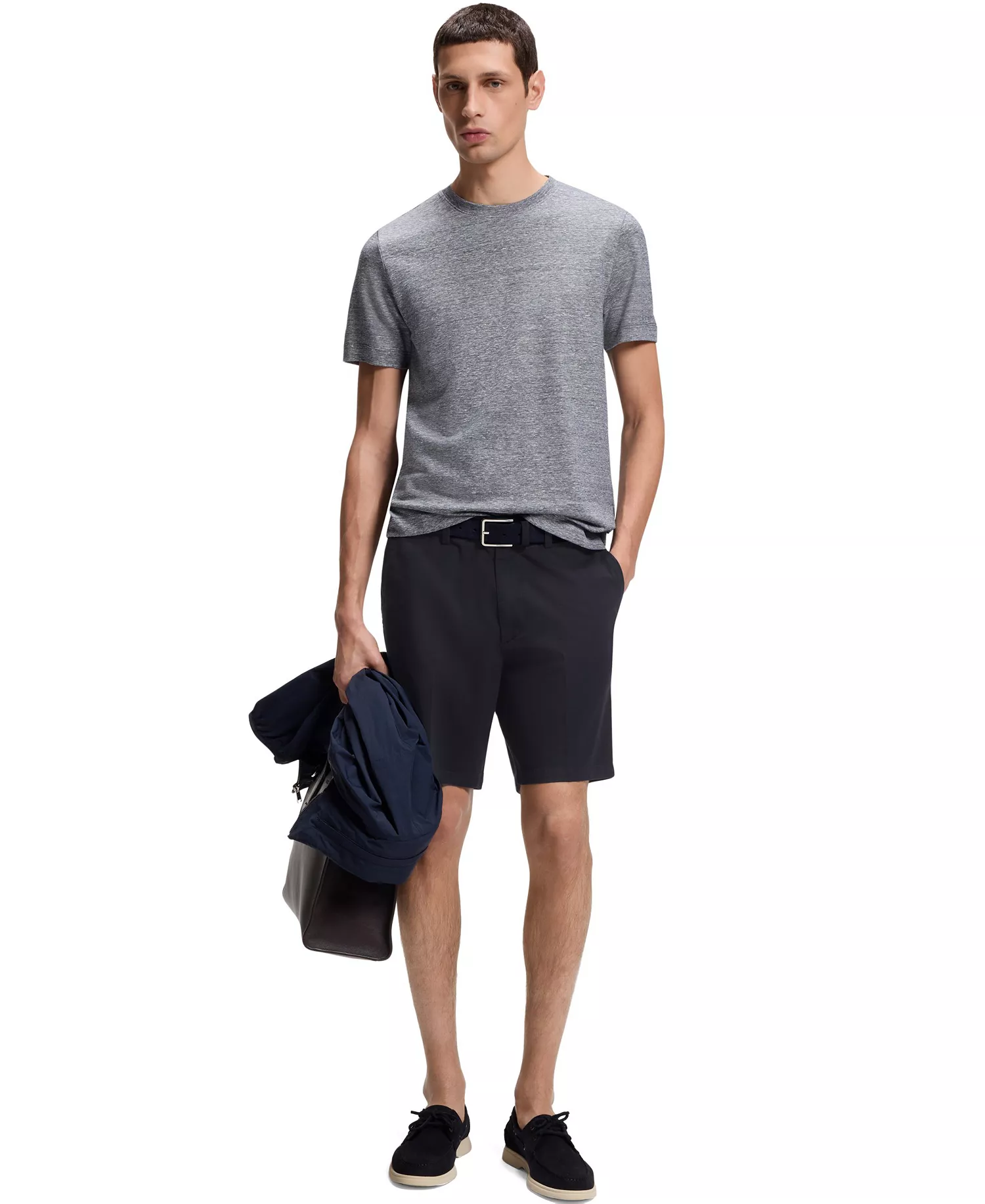 BOSS by Men's Stretch-Cotton Twill Modern-Fit Shorts - Dark Blue - 32