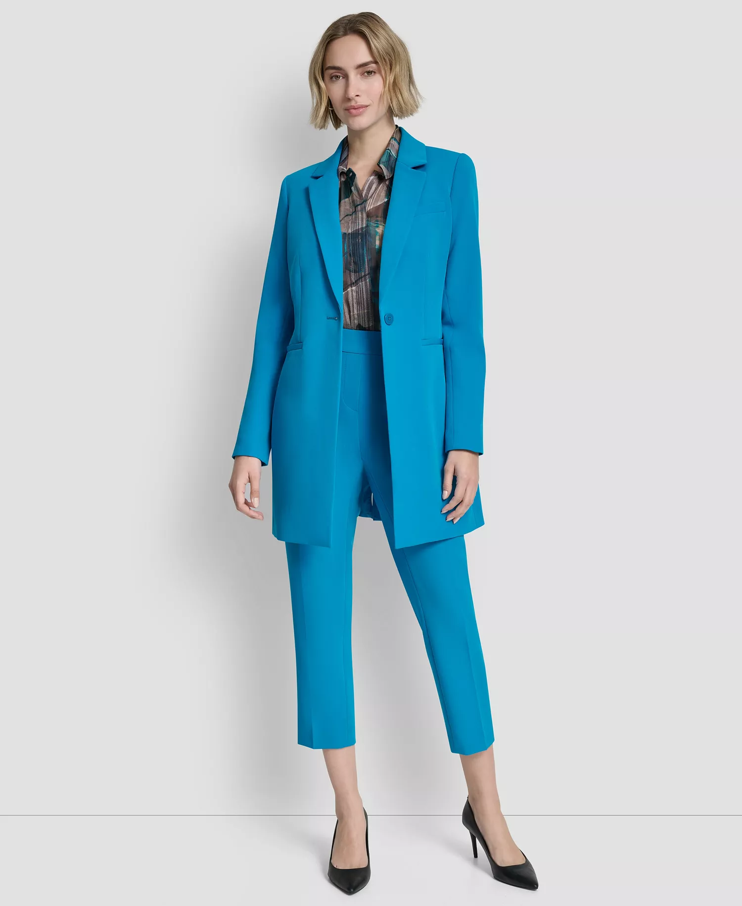 Women's One-Button Topper Jacket - Ocean Blue - 10